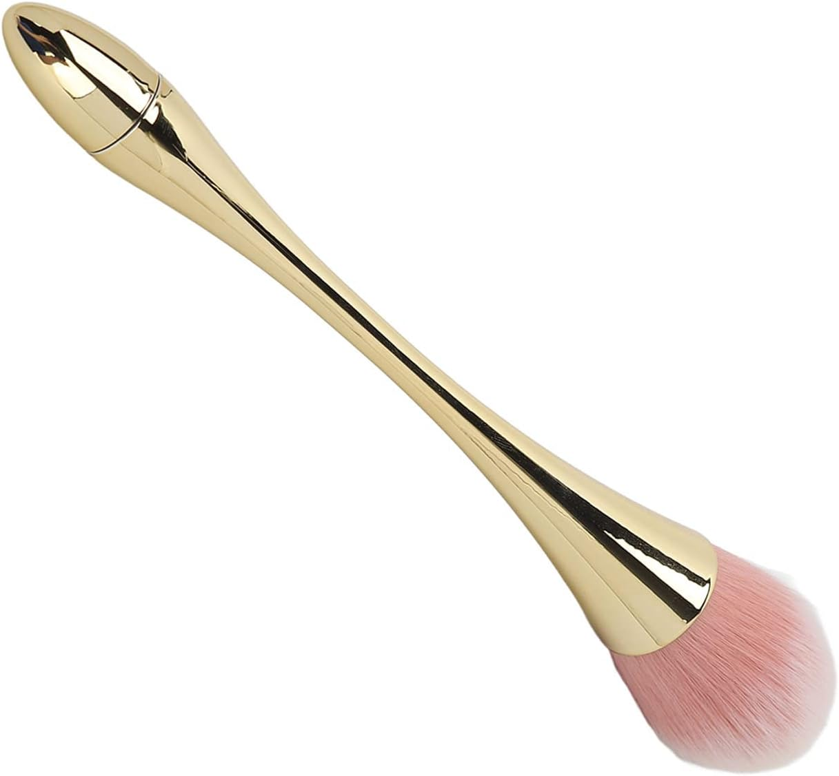 Soft Nail Dust Cleaning Brush, Undeformed Die-Cast Thickened Artificial Fiber Nail Art Powder Dusting Brush Smooth Handle for Manicure (Champagne Gold)