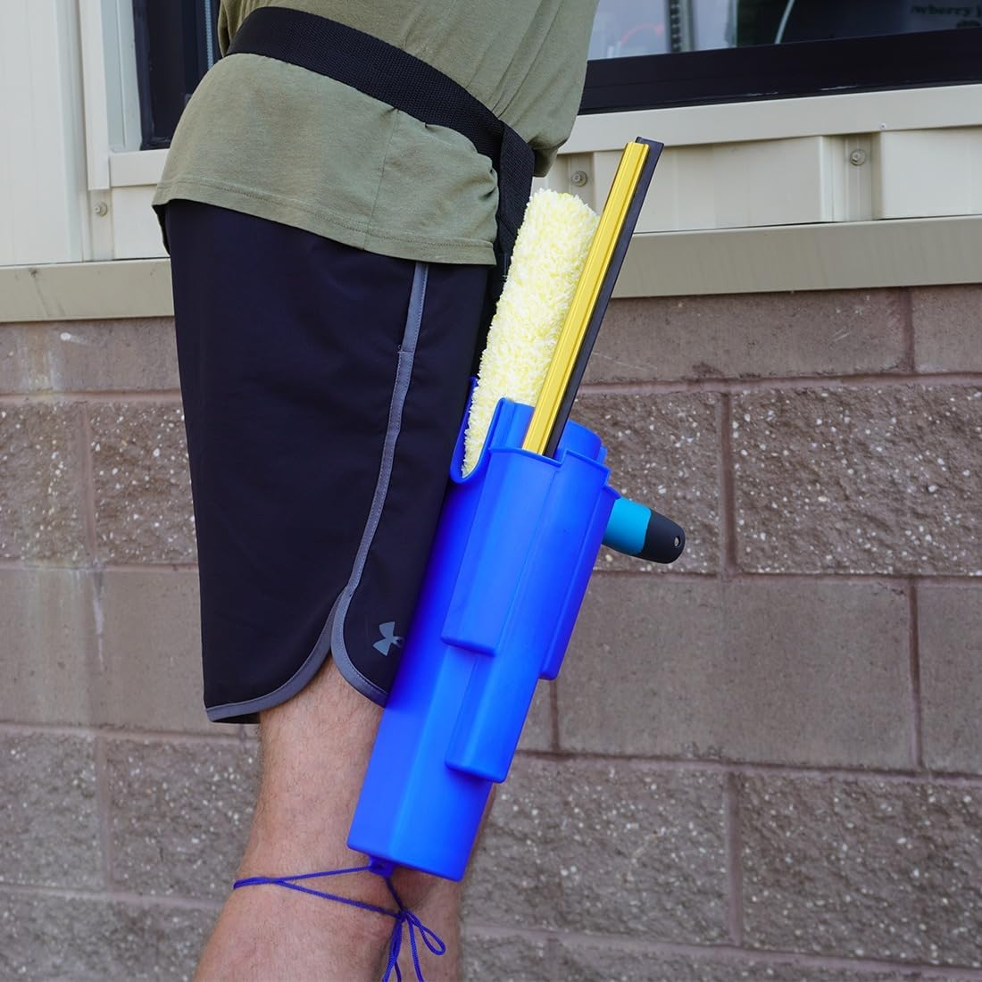 XERO Window Cleaning Holster and Belt- Detachable Side Bucket on a Belt Squeegee and Tool Holder for Home & Professional Cleaners-Fits up to Two 12-Inch Squeegees and One 18-Inch Squeegees- Blue - Gray image number 2
