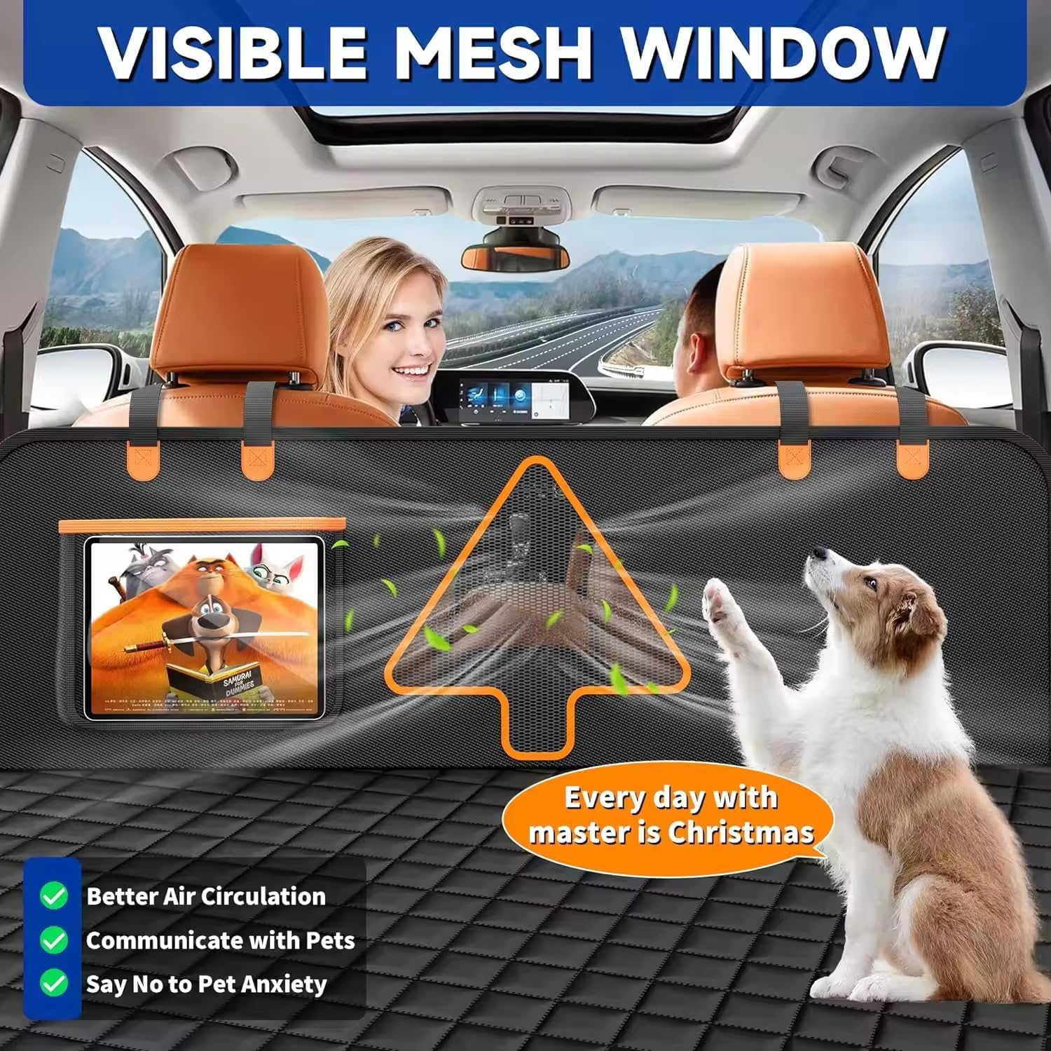 Dog Seat Cover for Dogs, Large Space Dog Car Seat Cover for Backseat, Waterproof Pet Seat Cover Dog Hammock with Mesh Window for Cars, Suvs, Trucks image number 5