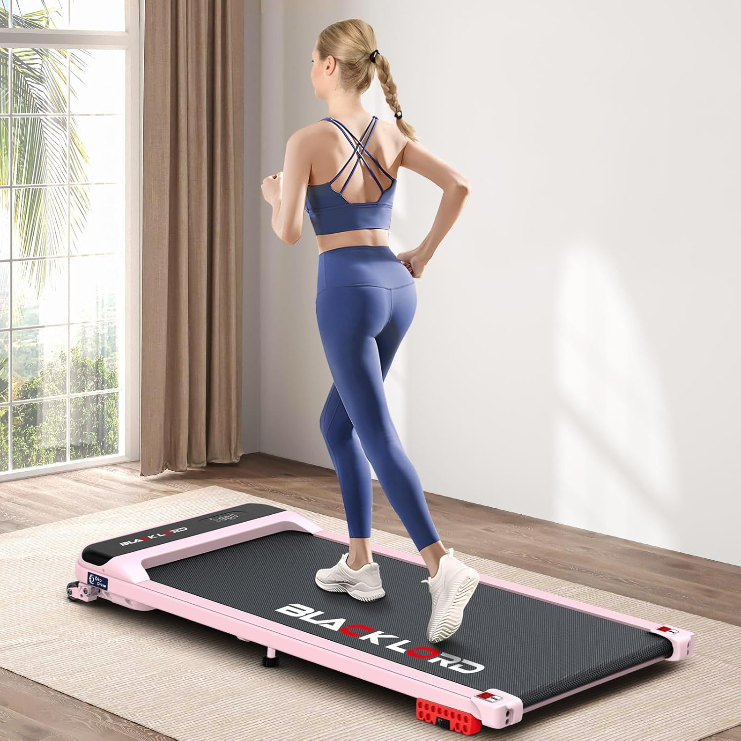 BLACK LORD Walking Pad Treadmill MS2 with Incline, Home Office Gym 3.4HP Fitness Equipment, Portable under Desk, Bluetooth APP Control & Remote Trainer for Jogging Running, Pink image number 1