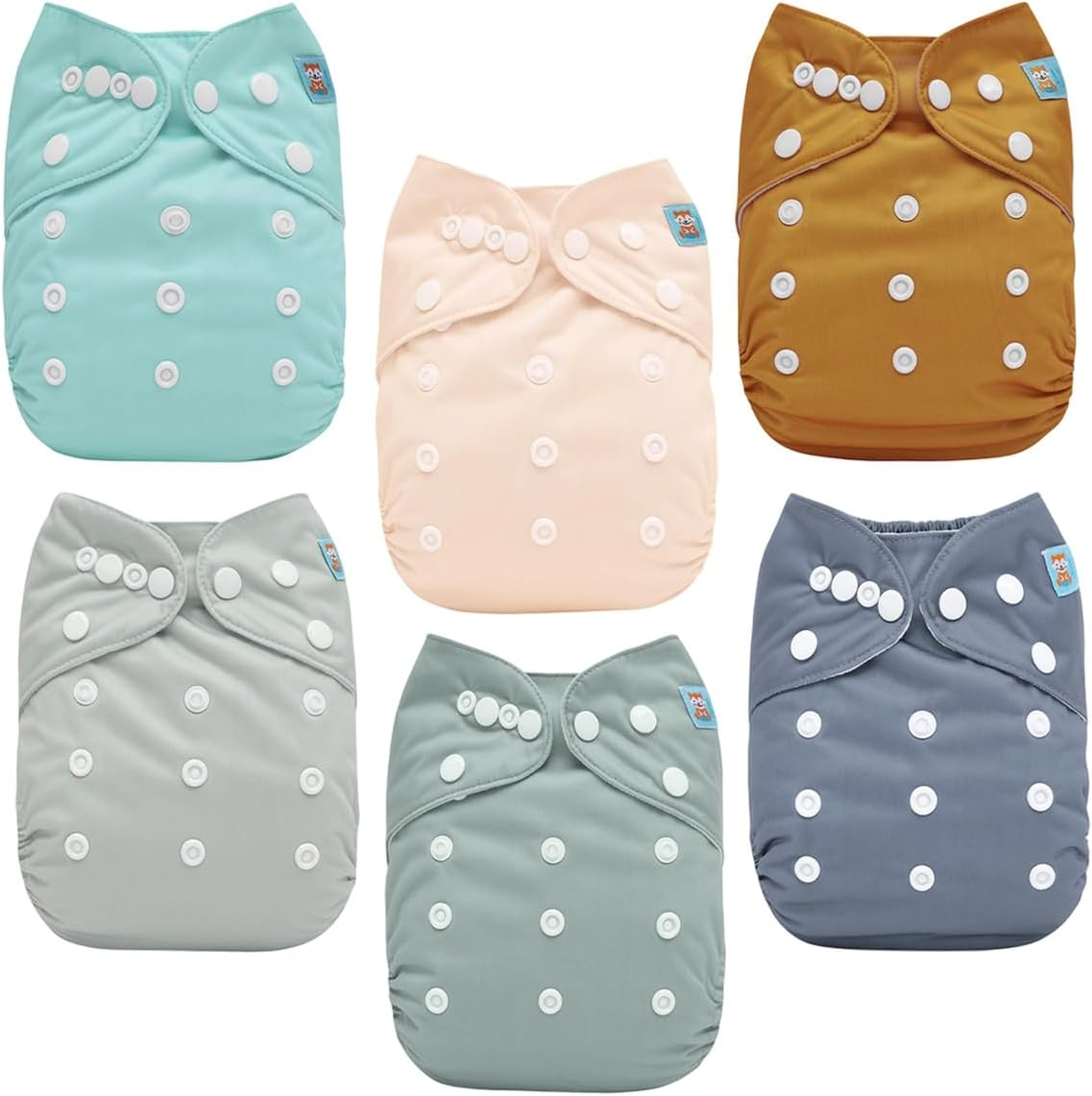 ALVABABY 6 Packs with 12 Inserts Cloth Diaper One Size Adjustable Washable Reusable for Baby Girls and Boys 6BM108-AU image number 1