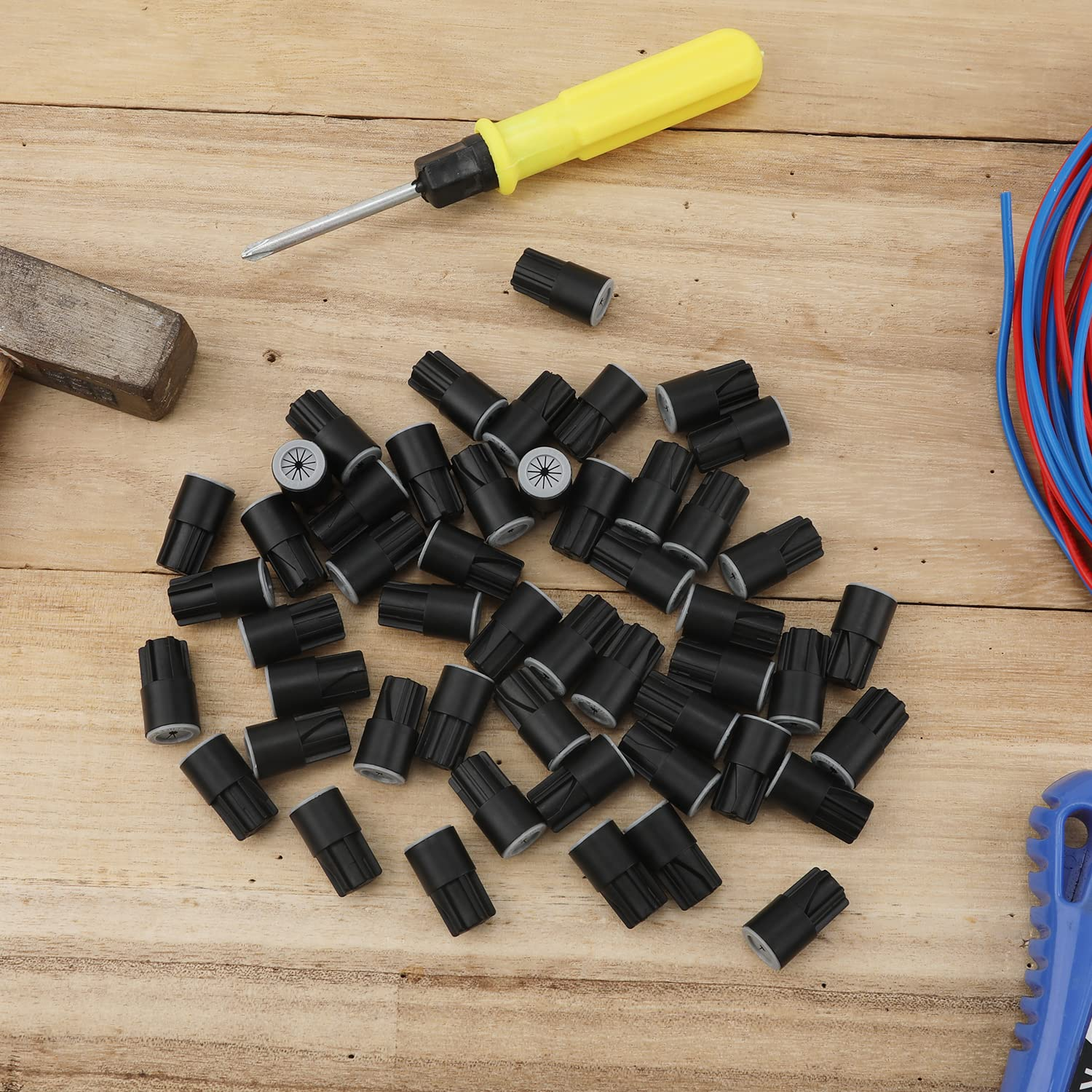 50Pcs Waterproof Wire Nuts, 12X22Mm Outdoor Electric Wire Connectors Landscape Wire Contact Electric Nuts Capsules for Sprinkler Led Landscape Light Irrigation Valves (Black) image number 1