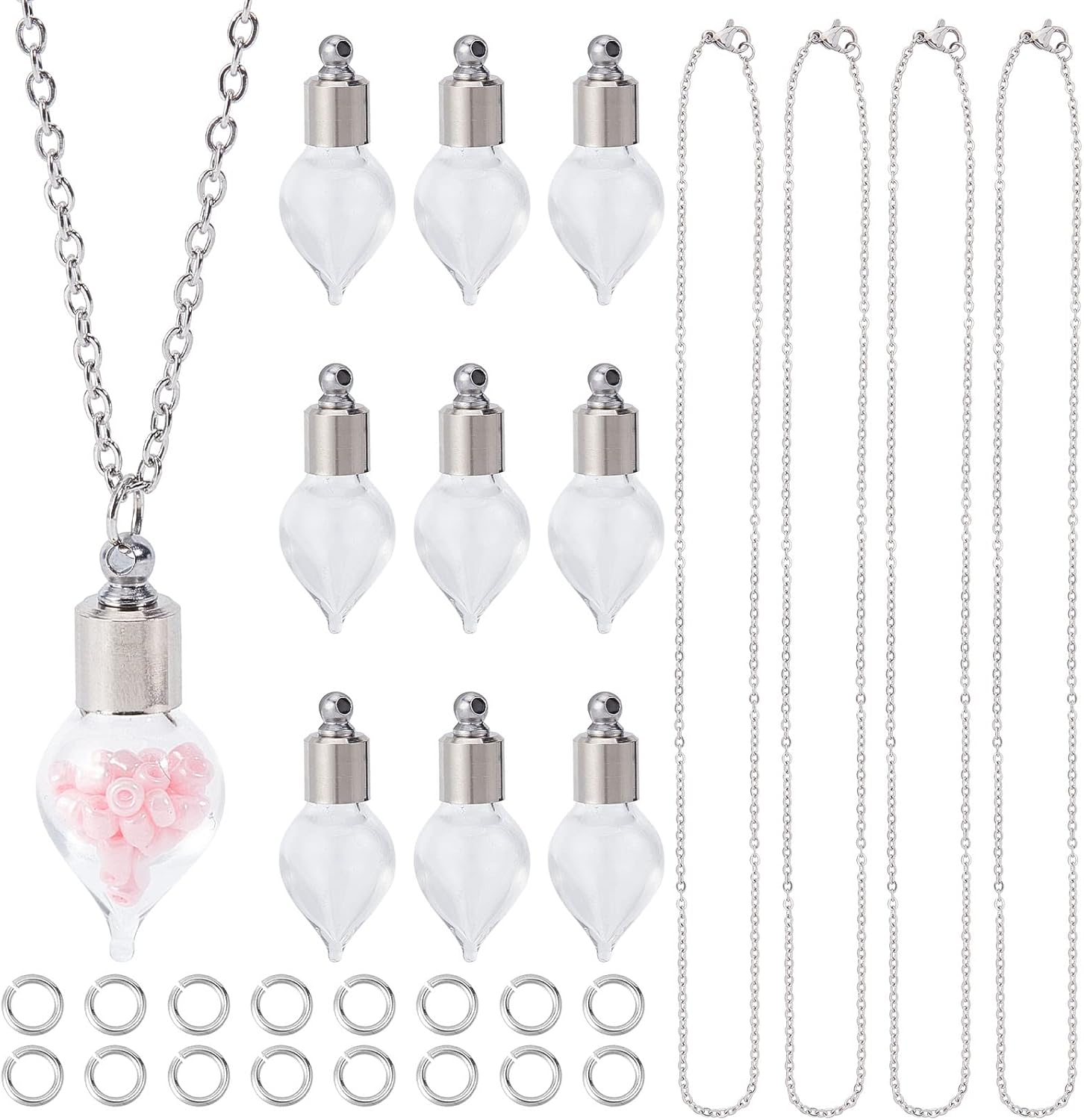 SUNNYCLUE 2 Styles 20 Set Mini Glass Bottle Wish Earrings Making Kit Waxed Cotton Cord & Earring Hooks Teardrop round Clear Globe Charms Pendants for DIY Earring Necklace Jewellery Making Kits