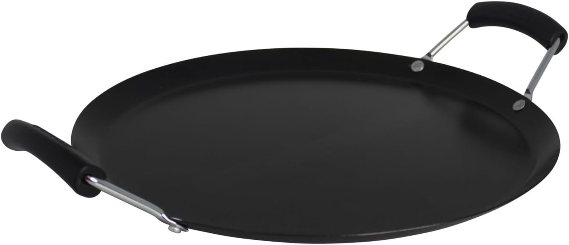 IMUSA USA, Black Carbon Steel Large round Comal with Bakelite Handles, 14" image number 3