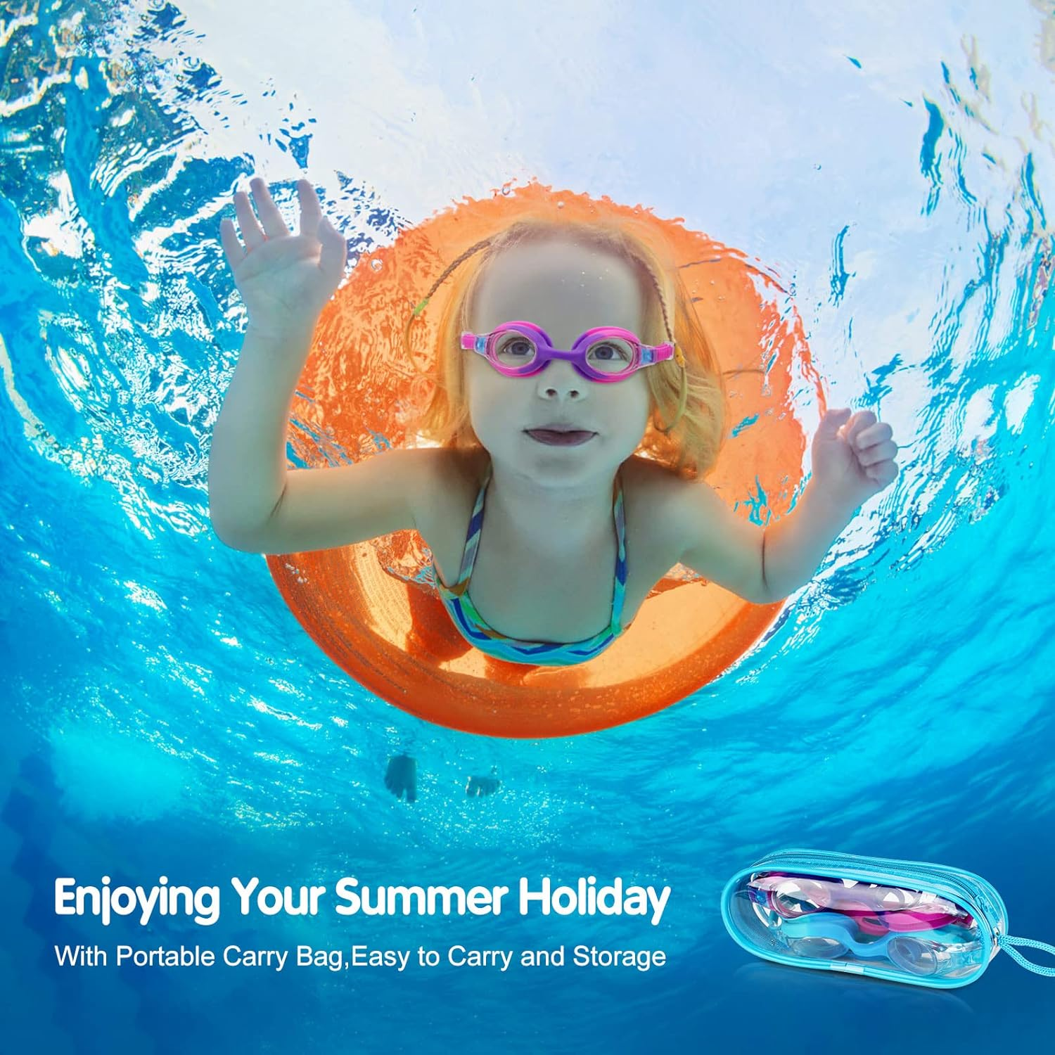 Starweh Kids Swim Goggles, 2 Pack Swimming Goggles No Leaking anti Fog Kids Goggles for Boys Girls(Age 6-14) - Blue  Black Green image number 3