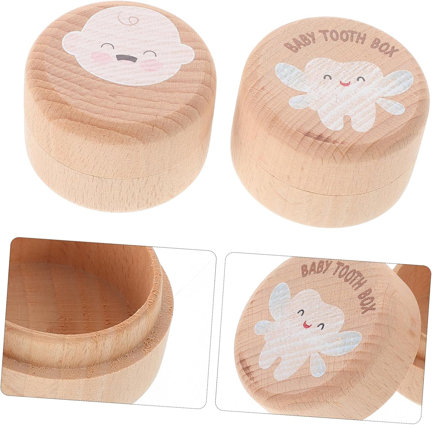 Zerodeko 2Pcs Wooden Cute Tooth Box Keepsake Storage for First Lost Teeth Boy Girl Girls Boys image number 5