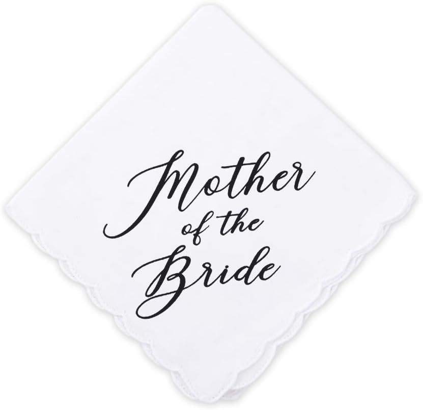 Mother Father of the Bride Embroidered Handkerchiefs Wedding Day Accessories for Mom Dad from Brides White Cotton Hankies