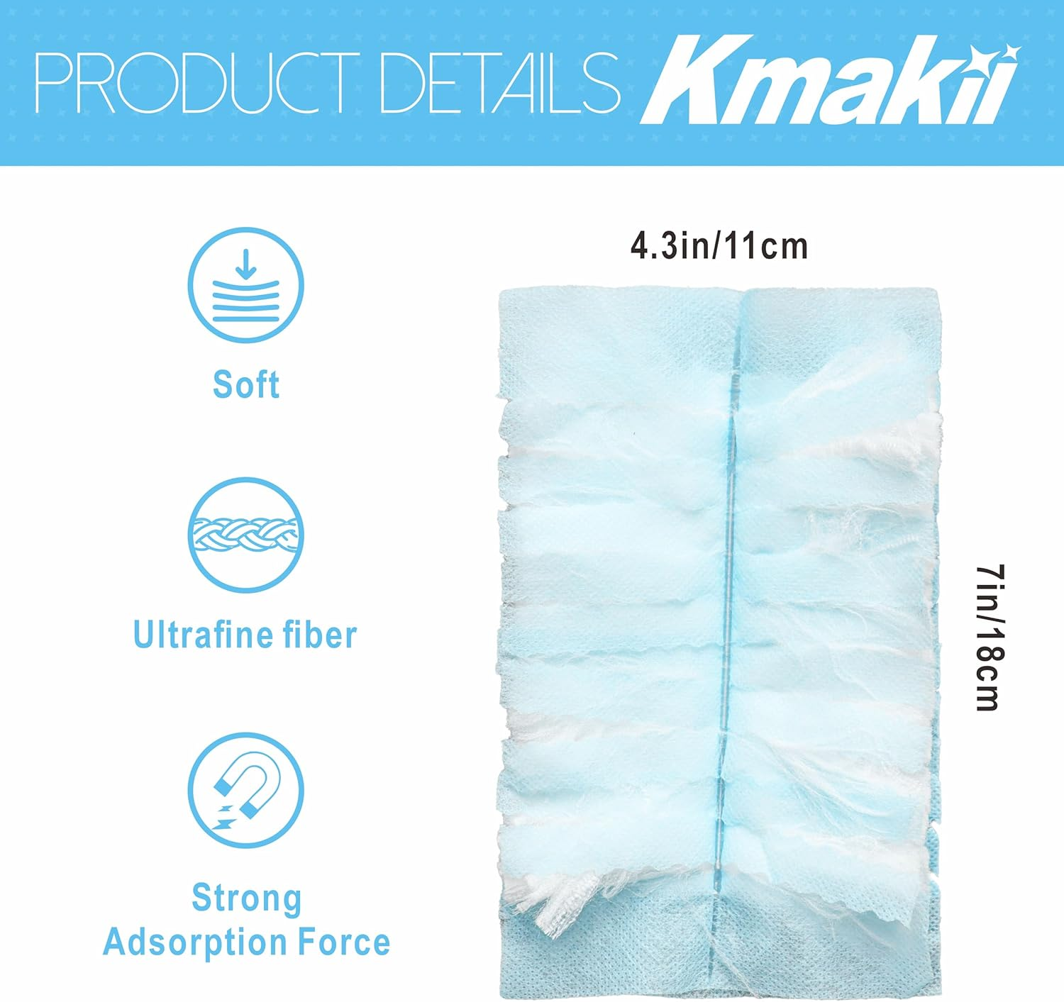 KMAKII Duster Refills Heavy Duty Dusting Heads for Universal Duster Handles Home Cleaning Blue 20 Pack - 20 Refills image number 6