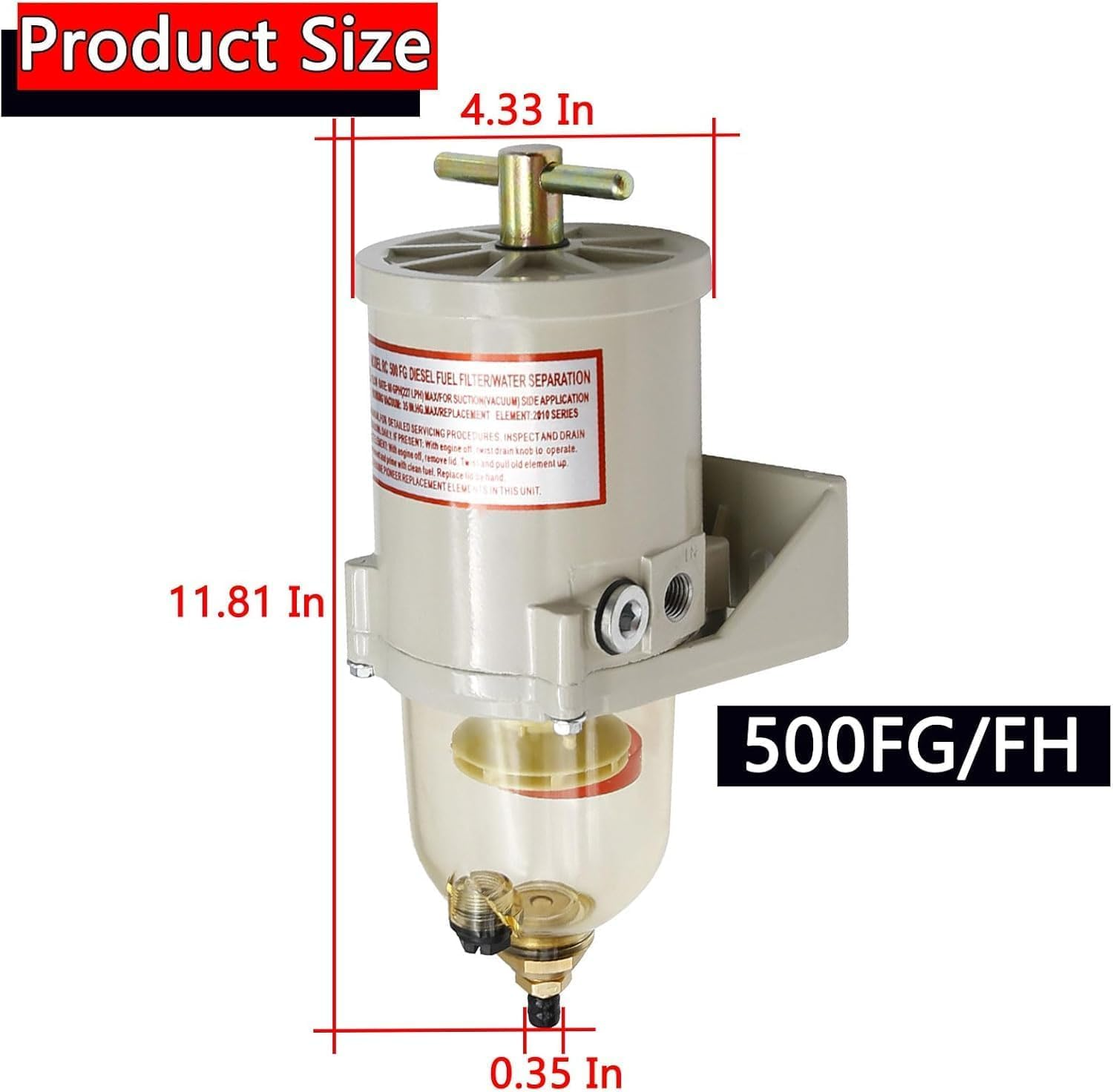 500FG Diesel Fuel Filter Boat Water Separator Fuel Filter 500FH for Turbine Marine Engines/Trucks Diesel Engine Oil-Water Separator image number 6