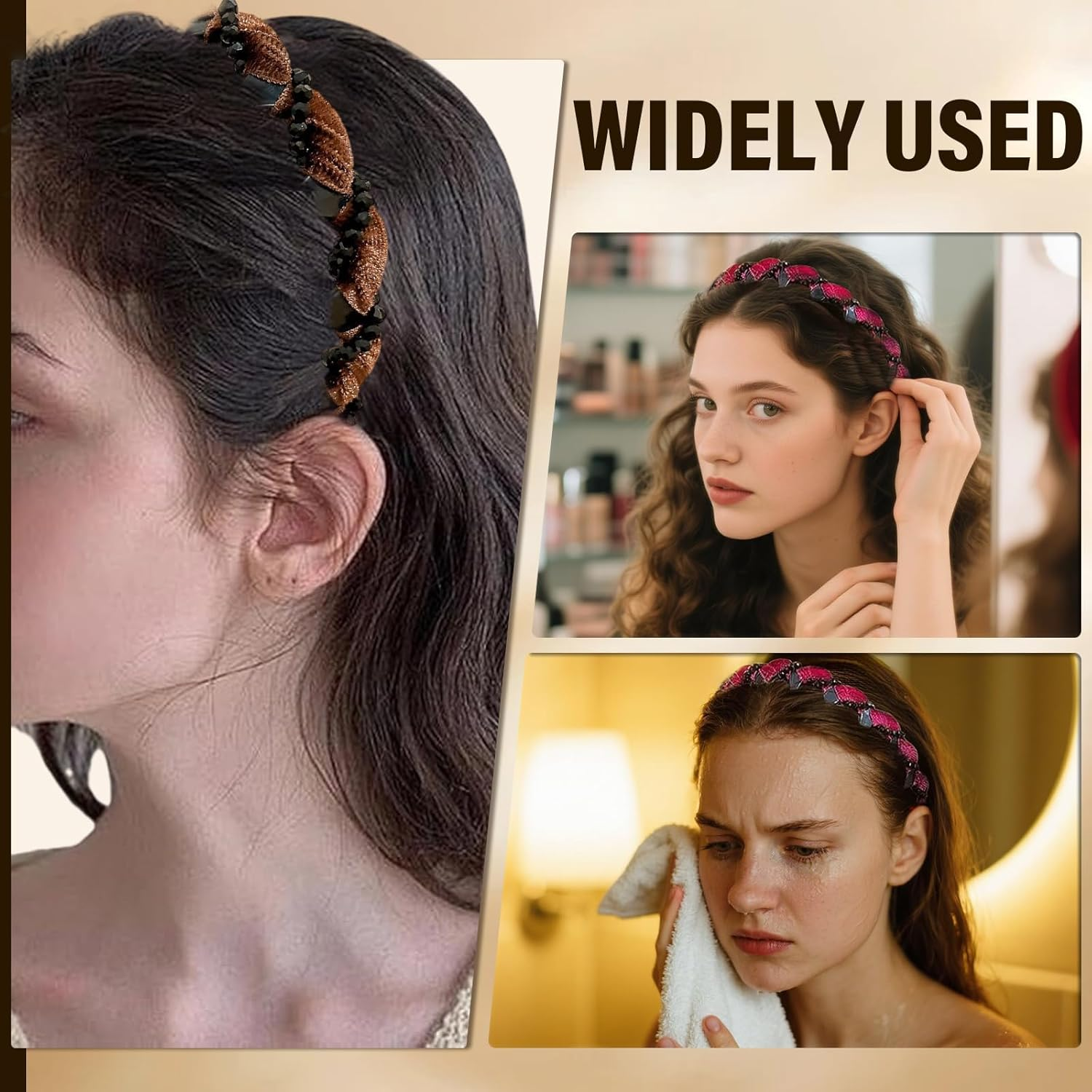 Celblisora 3-Pack Vintage Faux Pearl Skull Headband, Elegant Pearl Headbands, Teeth Headband for Women and Girls image number 1