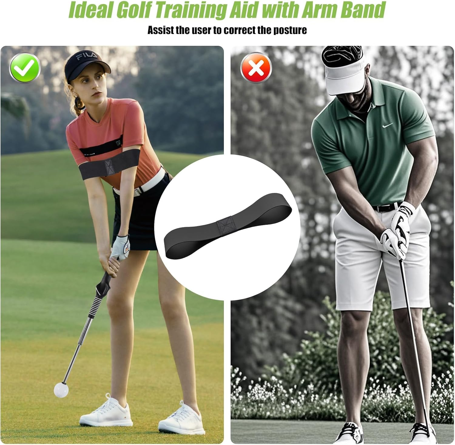 Retractable Golf Swing Training Aid &ndash; Golf Swing Trainer & Golf Grip Trainer Attachment with Arm Band Ideal for Beginners, Indoor & Outdoor Use, Strength & Tempo Training for Chipping Hitting image number 5