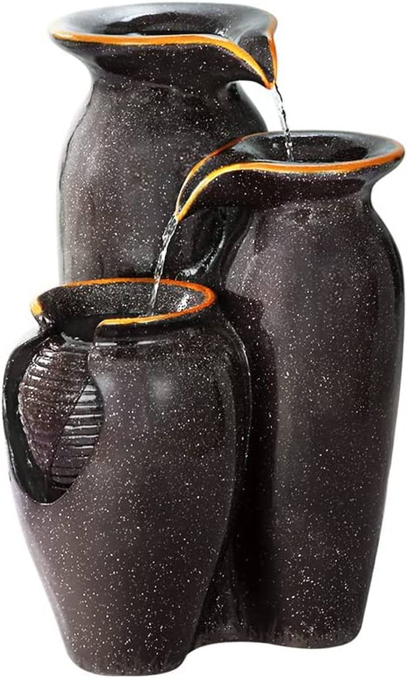 Gardeon Solar Water Fountain, 52Cm Tall Feature Pump Bird Bath Powered Features Fountains Garden Outdoor Indoor Pond Decoration, 3 Tiers Birdbath LED Lights Black image number 2