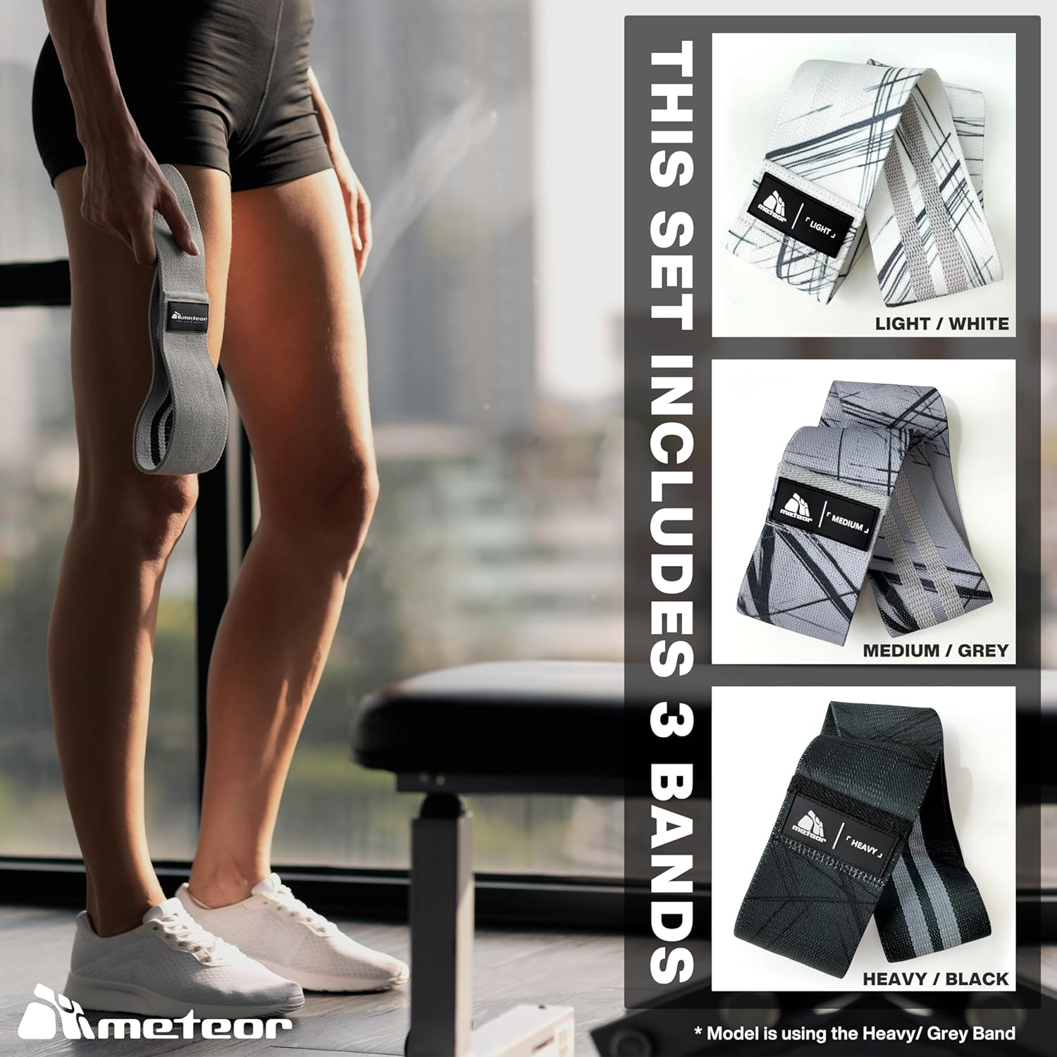 Meteor Non-Slip Resistance Bands - Fabric Booty Bands for Exercise & Fitness - Durable Hip and Squat Bands with Varying Resistance Levels for Strength Training image number 1