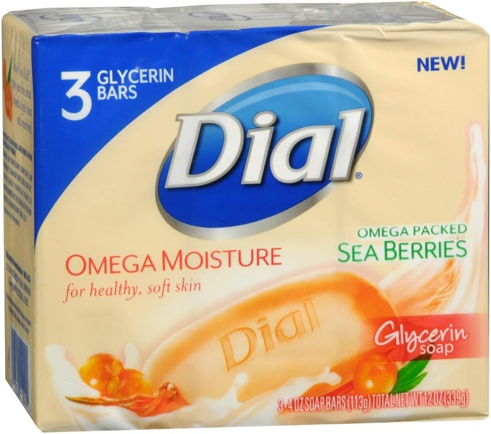 Dial Omega Moisture Glycerin Bar Soap, Sea Berries, 3 Count (Pack of 1)