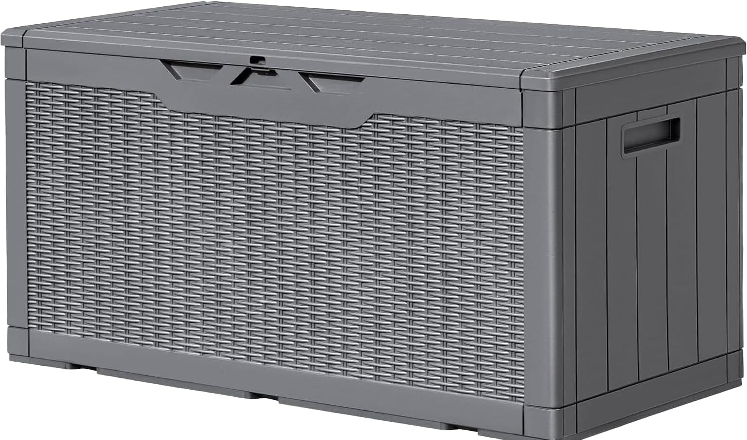 378L Waterproof Resin Storage Box Large Lockable Deck Box for Outdoor Cushions & Garden Tools, Patio Furniture Container, Bench Seating (Black)