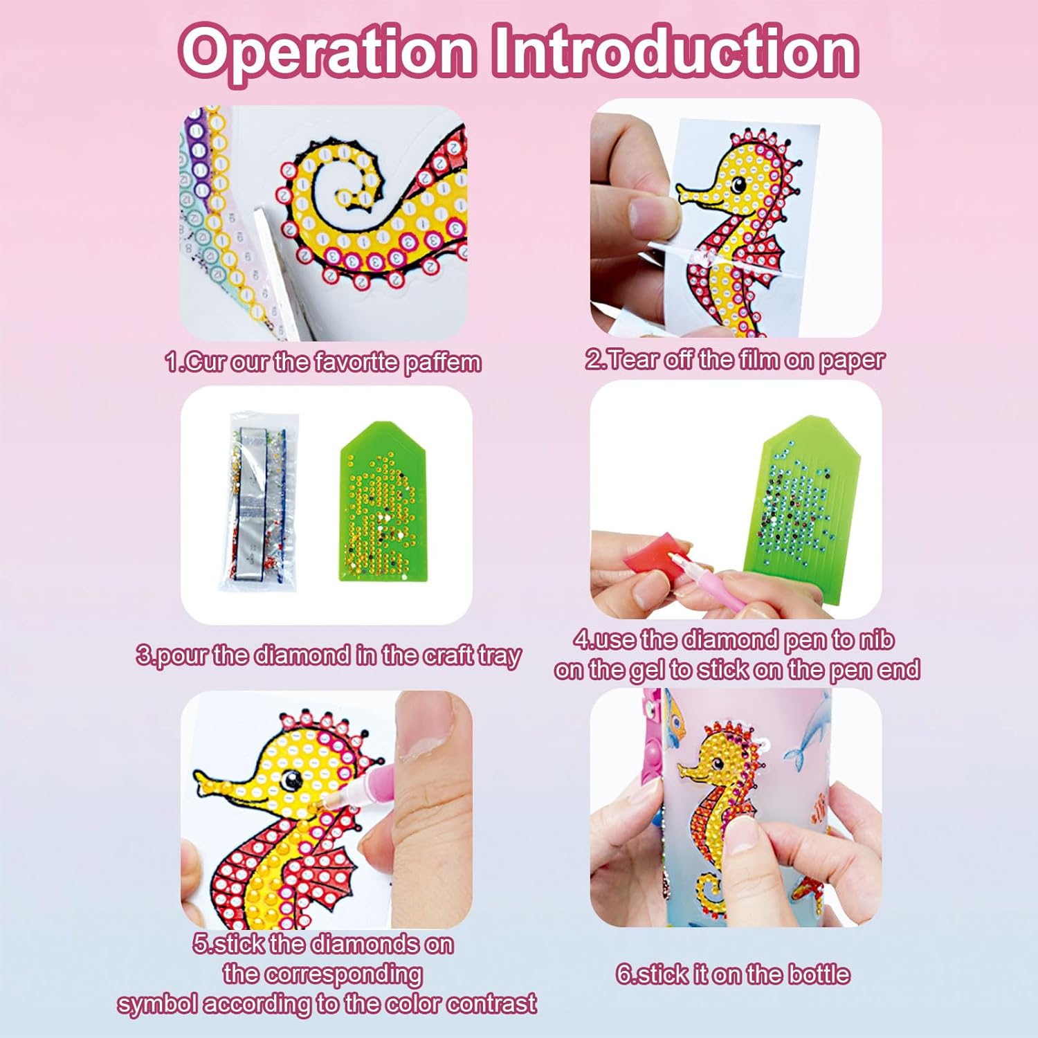 Decorate Your Own Water Bottle Kits for Girls - Gem Diamond Painting Arts and Crafts Toys Gifts for 4+ Year Old Girls Kids Birthday (Multicolor Mermaid) image number 1