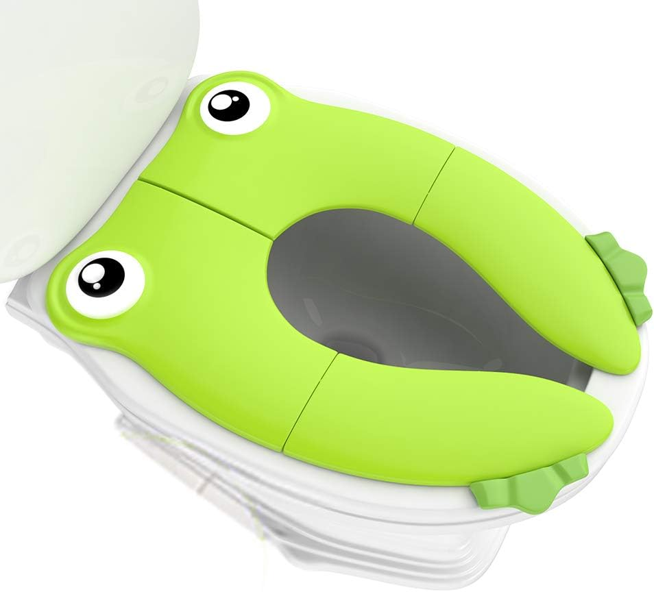 Portable Folding Large Non Slip Silionce Pads Potty Training Seat for Kids Boys & Girls, Foldable Toddlers Toilet Seat, Recyclable Potty Seat Cover for Travel (Green) image number 3