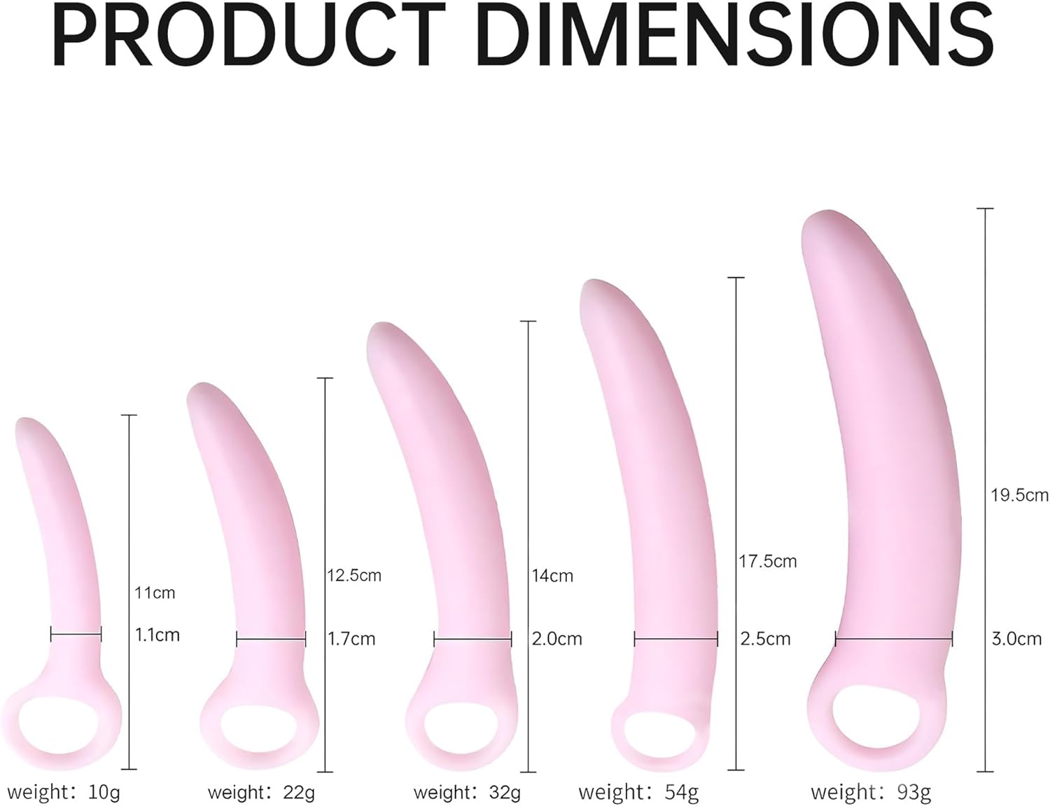 Silicone Dilator Kit for Women Vagina Plug Vagina Trainer Silicone Training Set Massage Pink Toy 5 Pieces Set image number 4