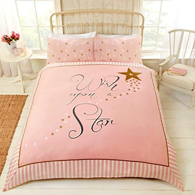 Rapport Home Wish upon a Star Pink Double Bedding Set - Pink Double Duvet Cover Set image number 2