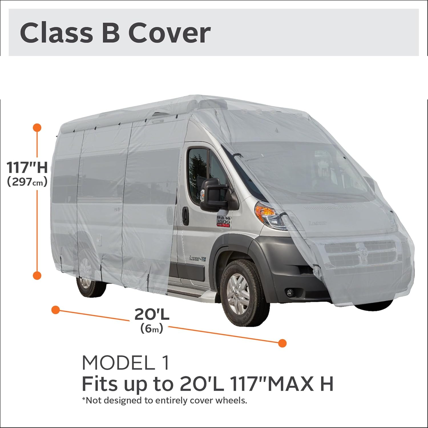 Classic Accessories over Drive Permapro Class B RV Cover, Fits up to 20' Rvs, Motorhome Trailer Camper Van, Heavy-Duty Vinyl, Universal Fit, Polyester, Camper Travel Trailer Accessories, Grey