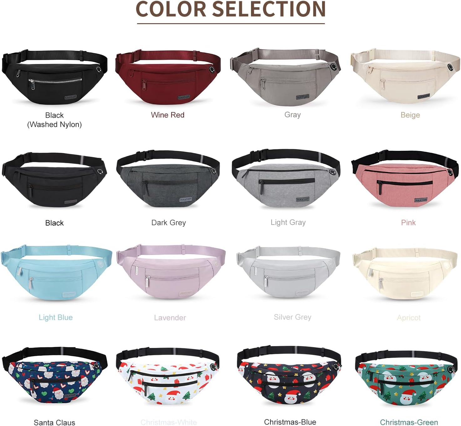 MAXTOP Large Crossbody Fanny Pack with 4-Zipper Pockets,Gifts for Enjoy Sports Festival Workout Traveling Running Casual Hands-Free Wallets Waist Pack Phone Bag Carrying All Phones image number 1