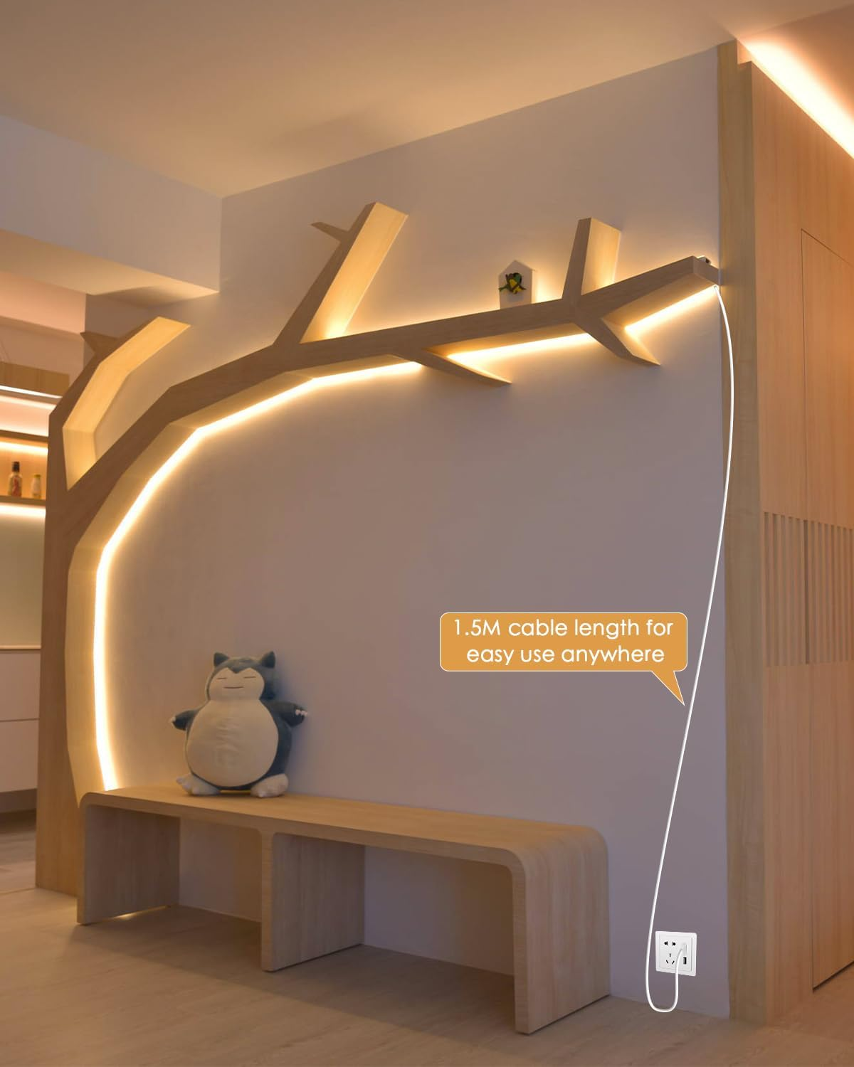 Aclorol 3M COB LED Strip Light Warm White 3000K 5V USB Flexible LED Light Strip 8Mm Width Dimmable CRI85+ Dotless LED Tape Light High Density 320Leds/M for Bedroom Kitchen under Cabinet Home Decor image number 4