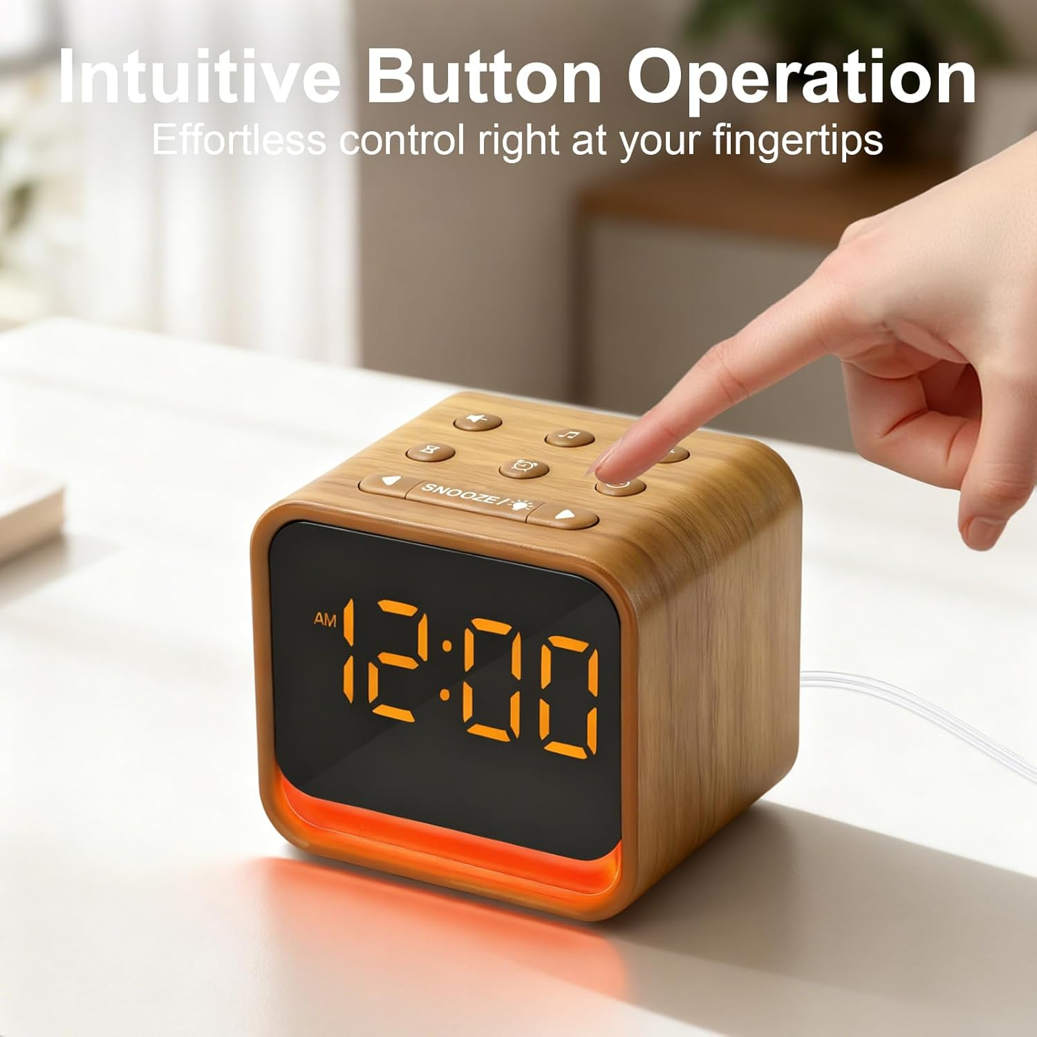 Omebel 2-In-1 White Noise Machine & Alarm Clock, 24 Soothing Sounds, 7 Color Night Light, Portable Sound Machine for Baby & Adult Sleep, Timer & Memory Function image number 2