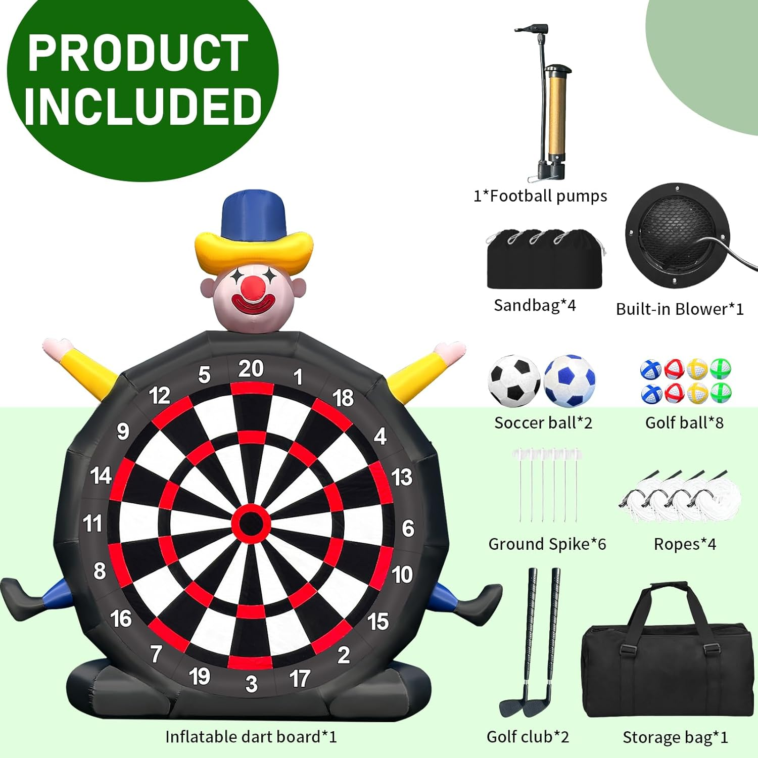 13Ft Inflatable Soccer Dart Board Giant Kickball Dartboard Soccer Darts Inflatable with 350W Blower for Outdoor Yard Gym Camp Sport Games 8 Golf Balls, 2 Kickball image number 5
