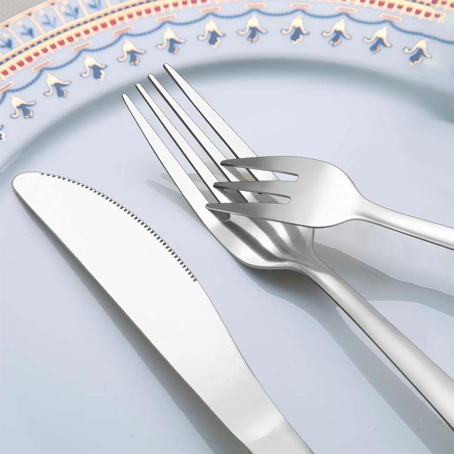 BEWOS 32 Piece Stainless Steel Cutlery Set - Service for 8, Tableware Set with Spoons Knives and Forks Set, Dishwasher Safe & Easy Clean, Mirror Polished Cutlery for Parties/Weddings/Outdoor Picnics image number 2