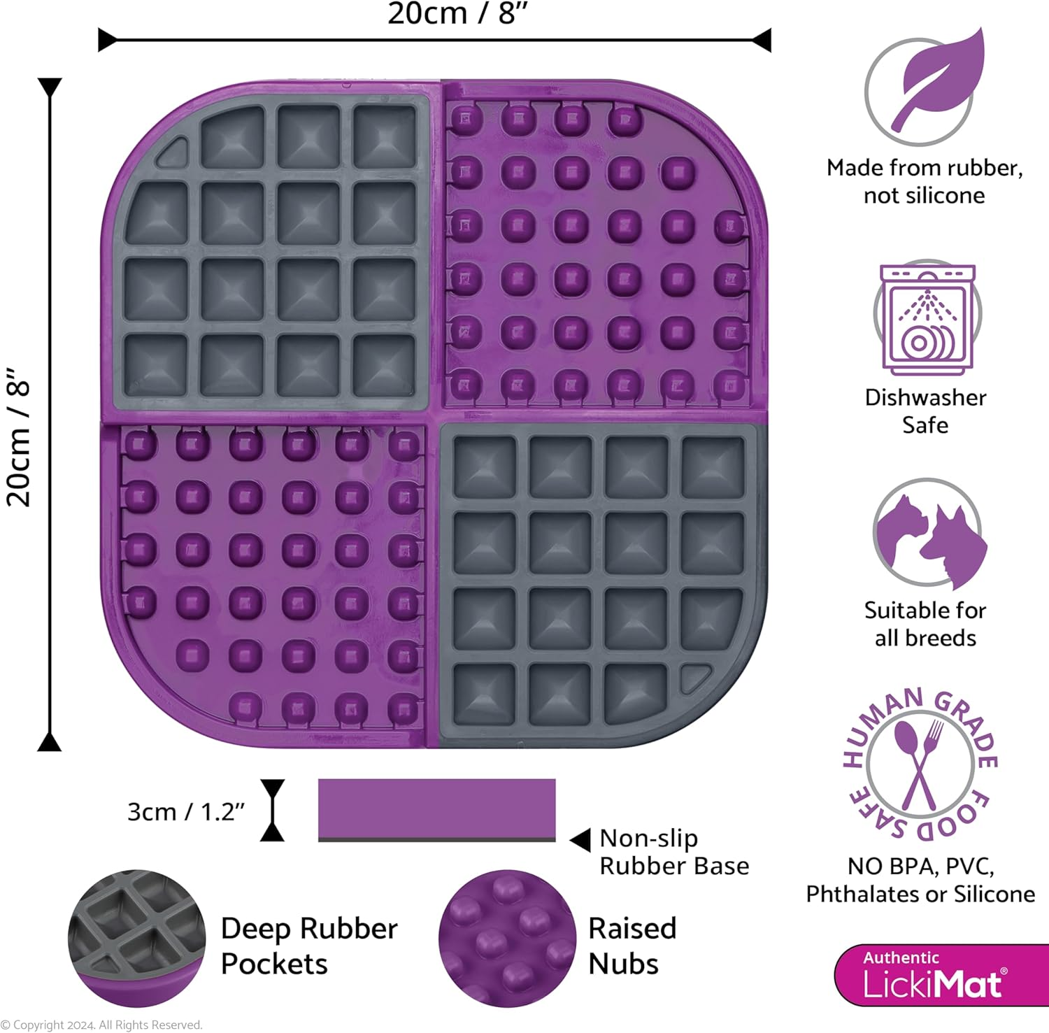 Lickimat Slomo, Original Dog Slow Feeder, Licking Mat and Alternative to Puzzle Feeder. Great Boredom Buster for Dogs (Purple) image number 5