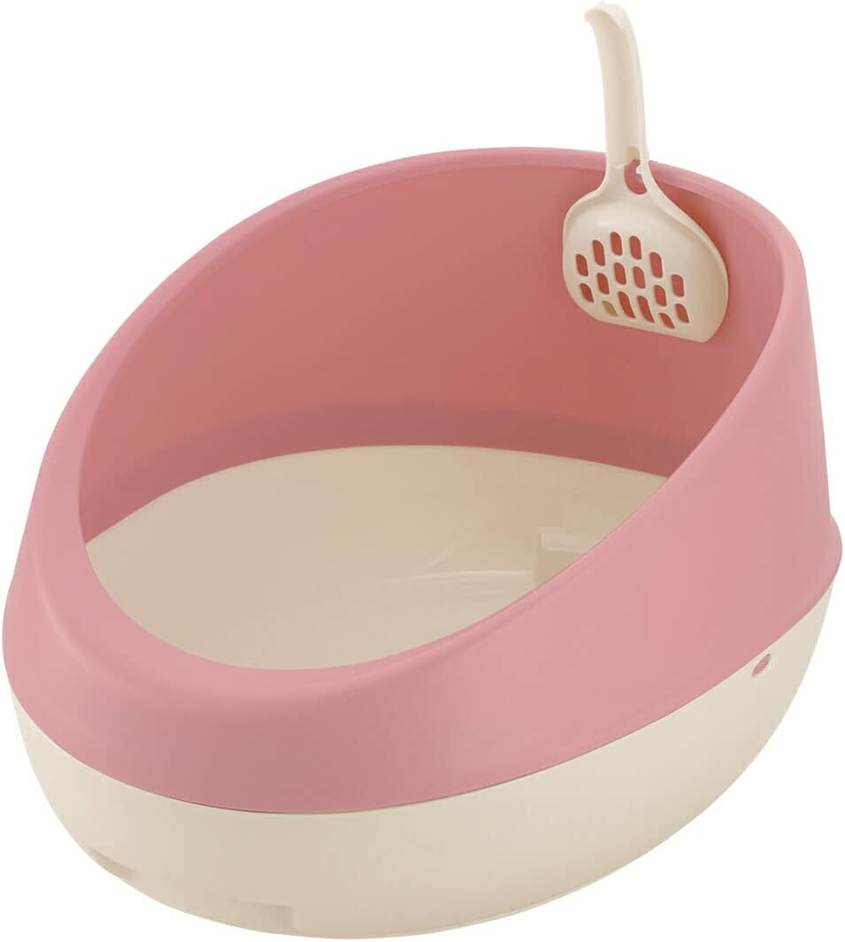 Richell Cat Litter Box, Lapre Cat Litter Box, Half Cover, Dark Gray