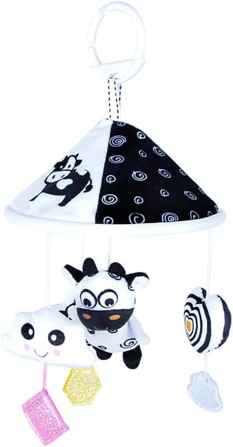 Hanging Baby Toys, Black and White High Contrast Animal Plush Toys with Rattles and Sequins, Stroller & Car Seat Mount, Unisex Children image number 5