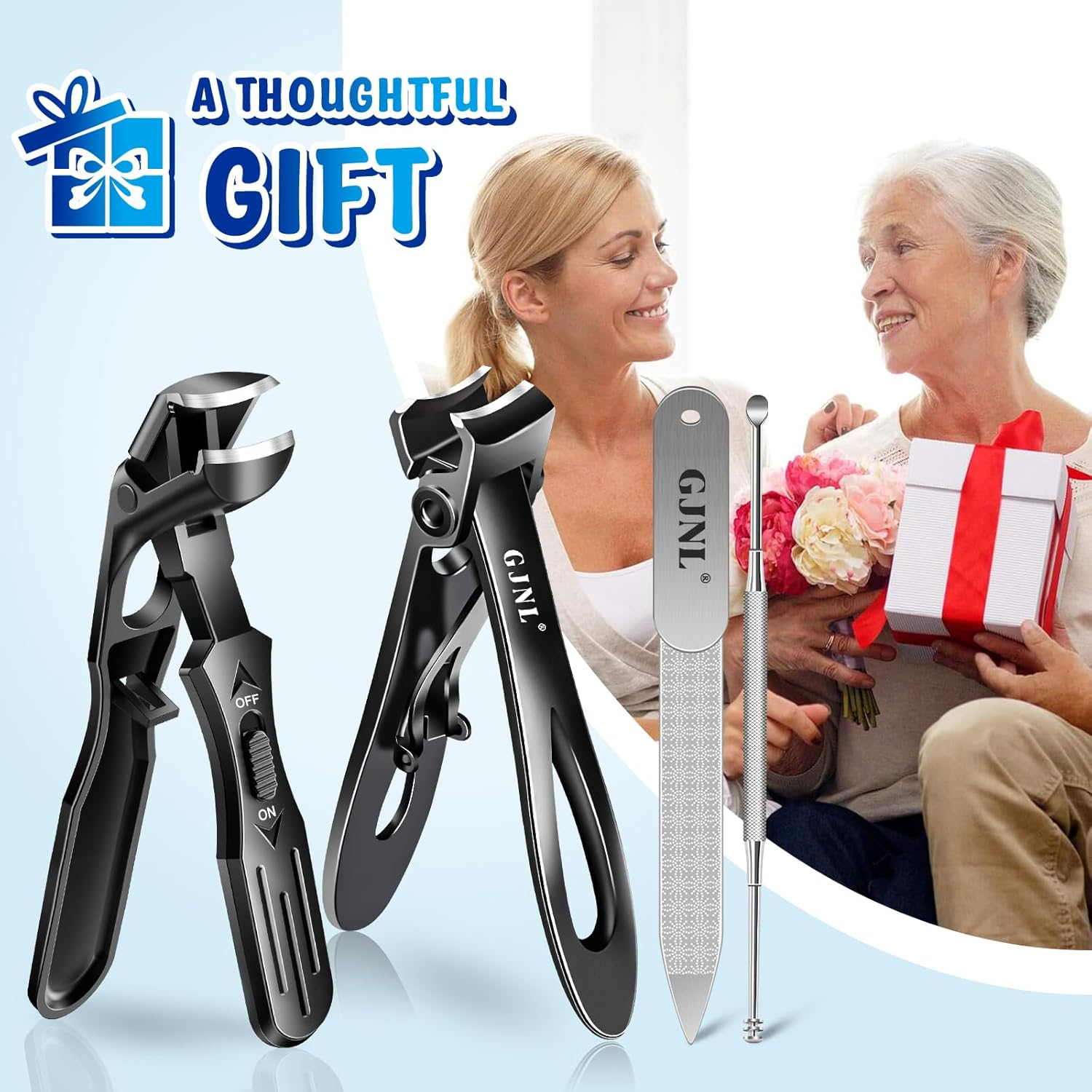 Mens Stocking Stuffers 2025 Gifts for Men, Christmas Gift for Mens Dad Boyfriend Teens Him, Angled Head Long Handle Toe Nail Clippers for Men with Wide Jaw, Toenail Clippers for Thick Toenails image number 4