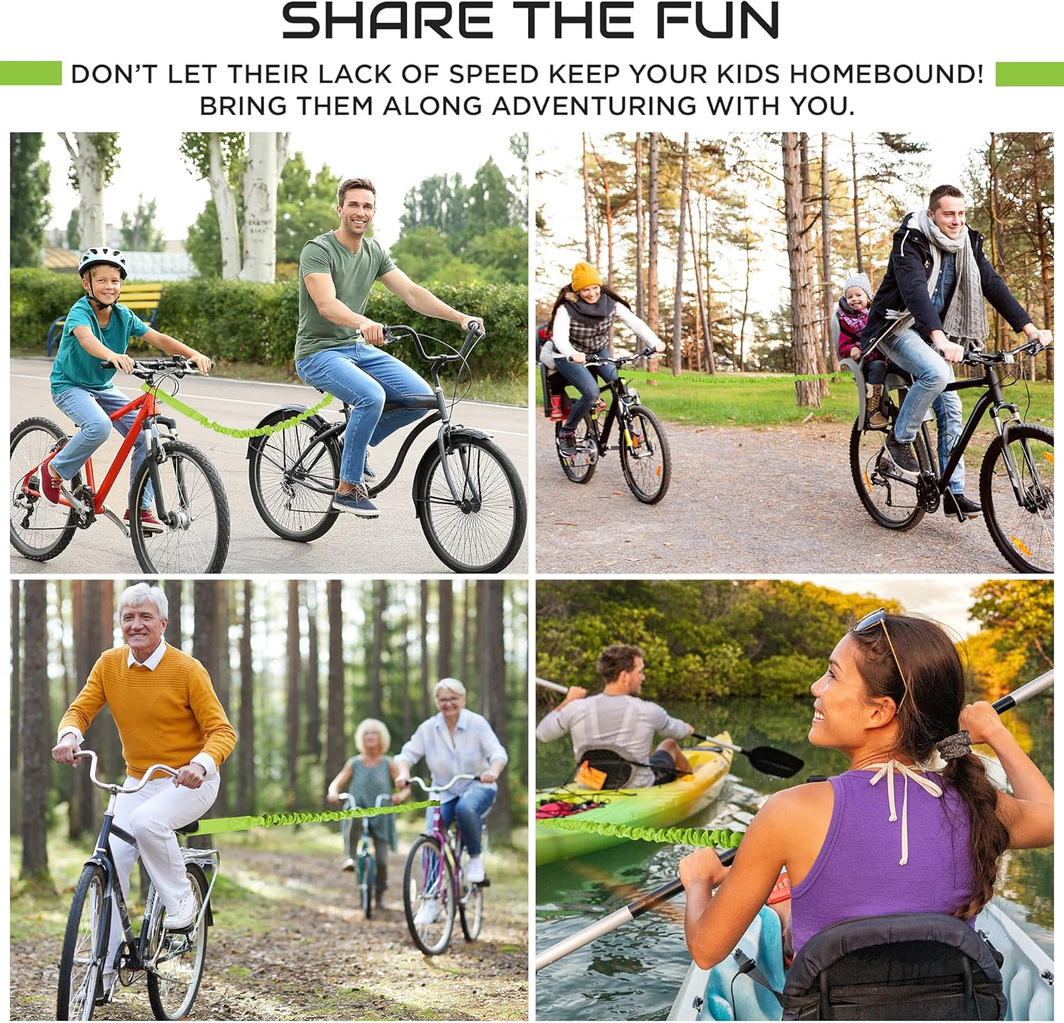 Cibi Bike Bungee Tow Rope - Heavy-Duty Uphill Cyclist Tow Strap with Secure Loops, Stretches 4.6-15 Ft, 4,000 Lbs Resistant - for Small Bikes, MTB & More image number 4