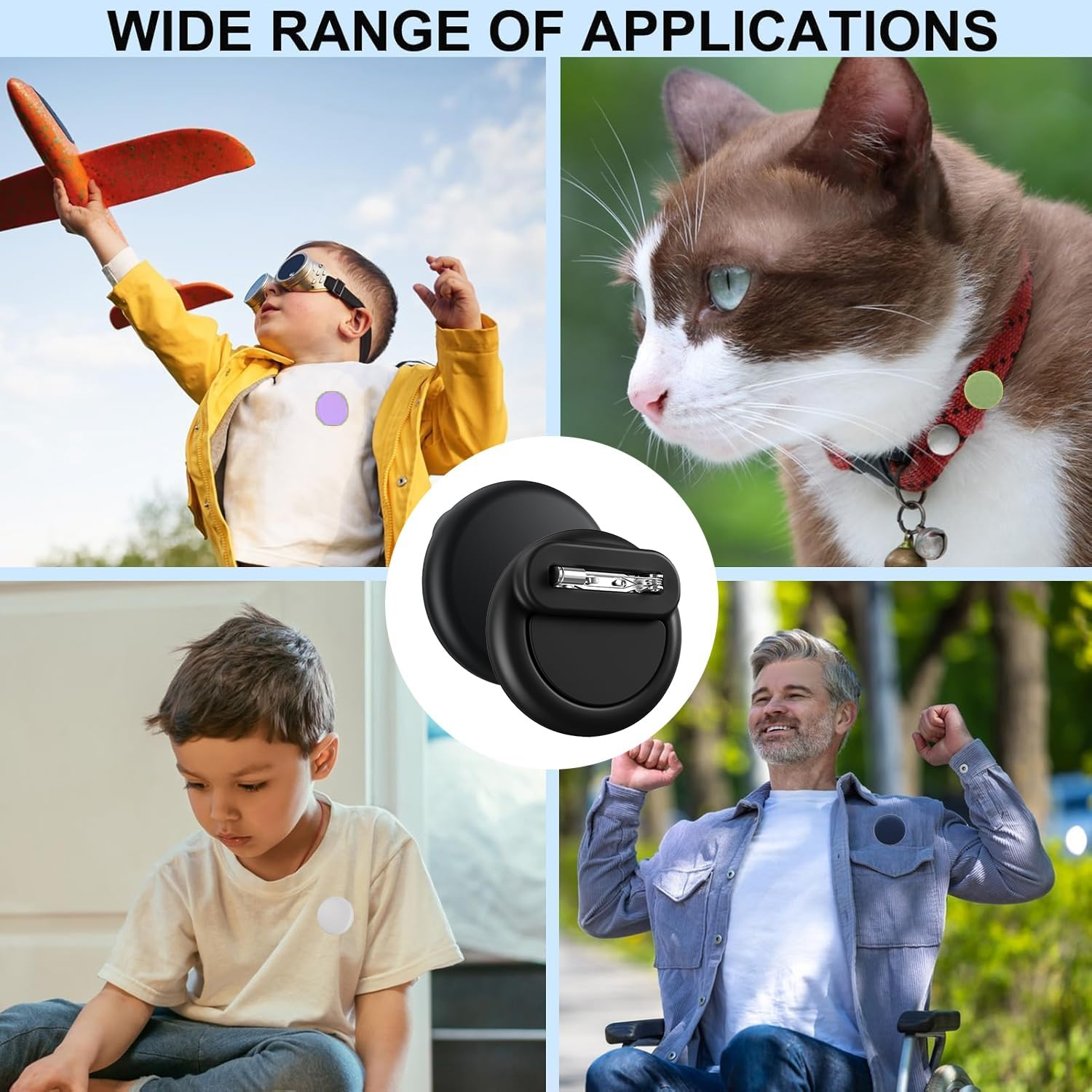 T Tersely【4 Pack】 Waterproof Holder for Airtag 2Nd/1St Generation (2026/2021), Silicone Case Holder with Invisible Pin, anti Lost, for Kids, Elderly, Luggage, Clothing (Black White Pink Purple) image number 5