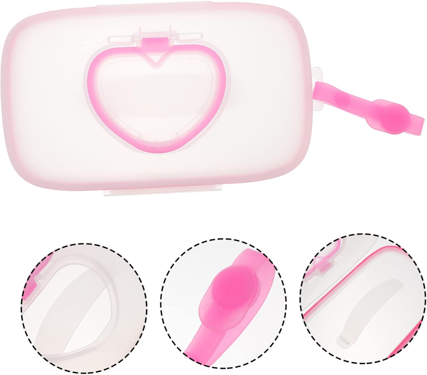 Portable Baby Wipes Box Stroller Hanging Hook Outdoor Wet Tissue Case Storage for Travel White and Pink image number 1