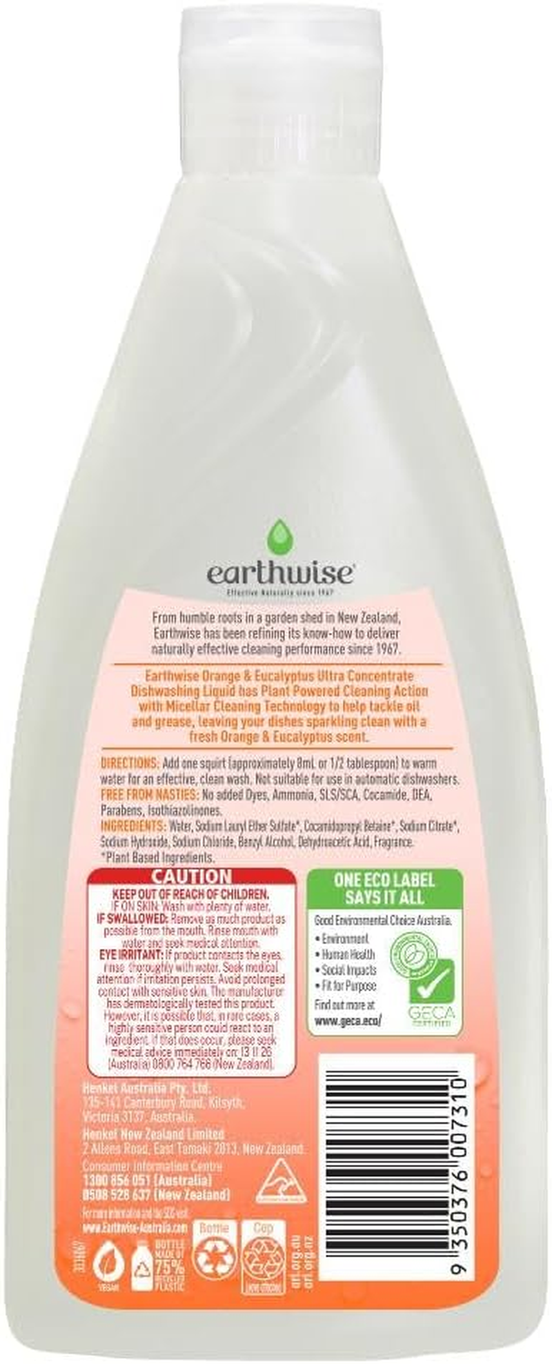 Earthwise Orange and Eucalyptus Dish Liquid 500 Ml image number 1