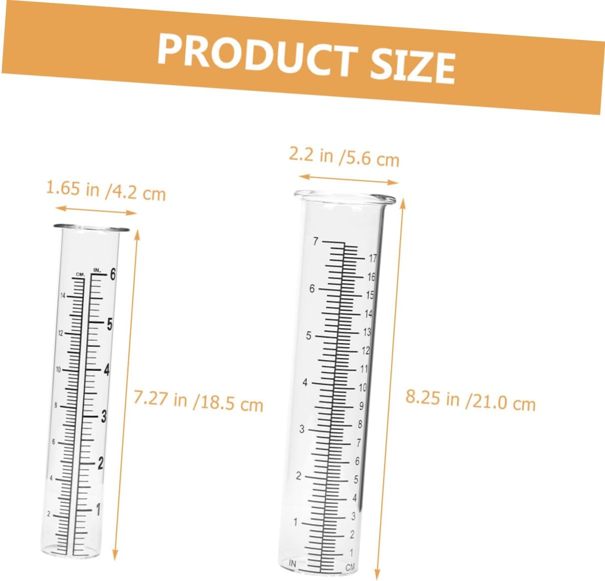UPKOCH 4Pcs Glass Rain Gauge Tubes with Clear Scale Outdoor Rainfall Measuring Cylinders for Garden Patio Lawn Accurate Water Measurement image number 1
