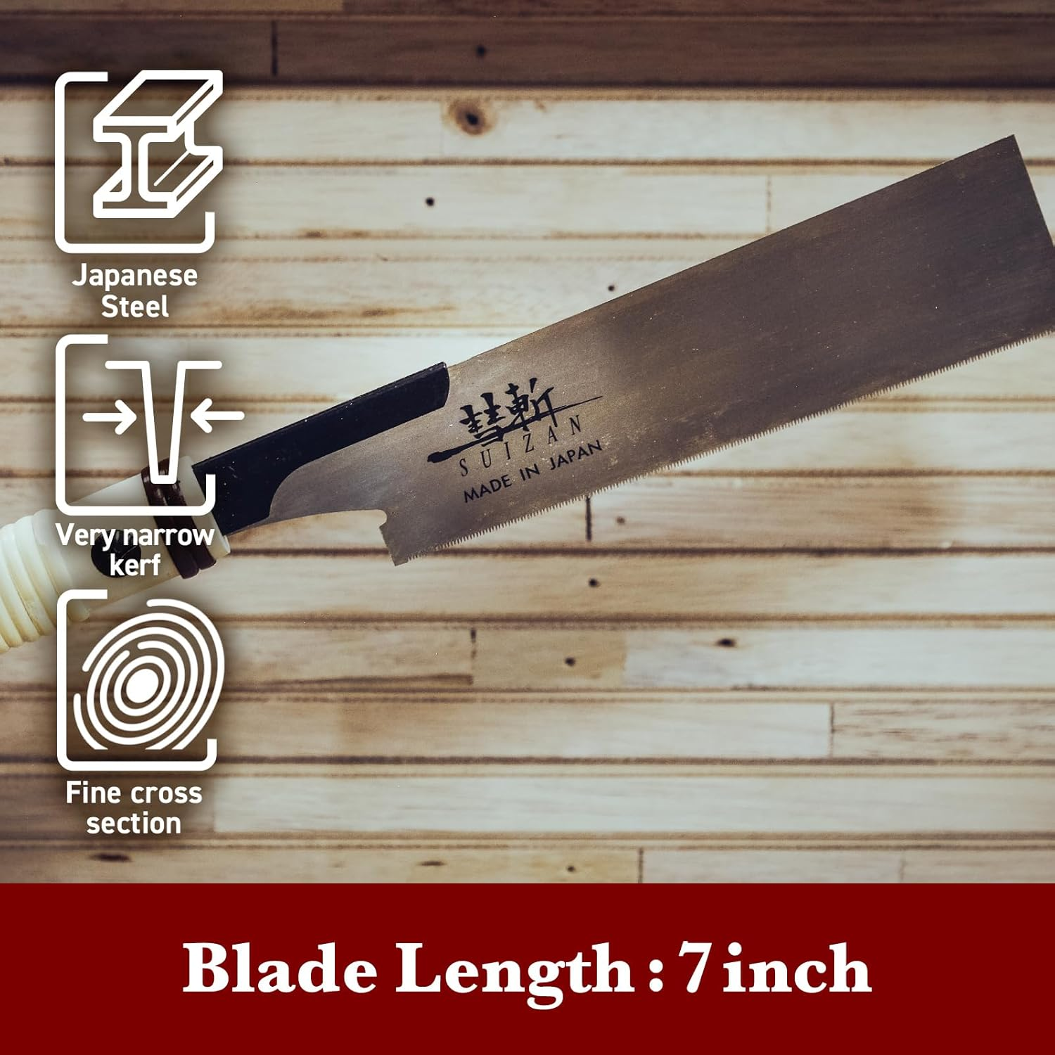 SUIZAN Flush Cut Saw 180Mm - Professional Japanese Pullsaw Handsaw Woodworking Tools image number 6