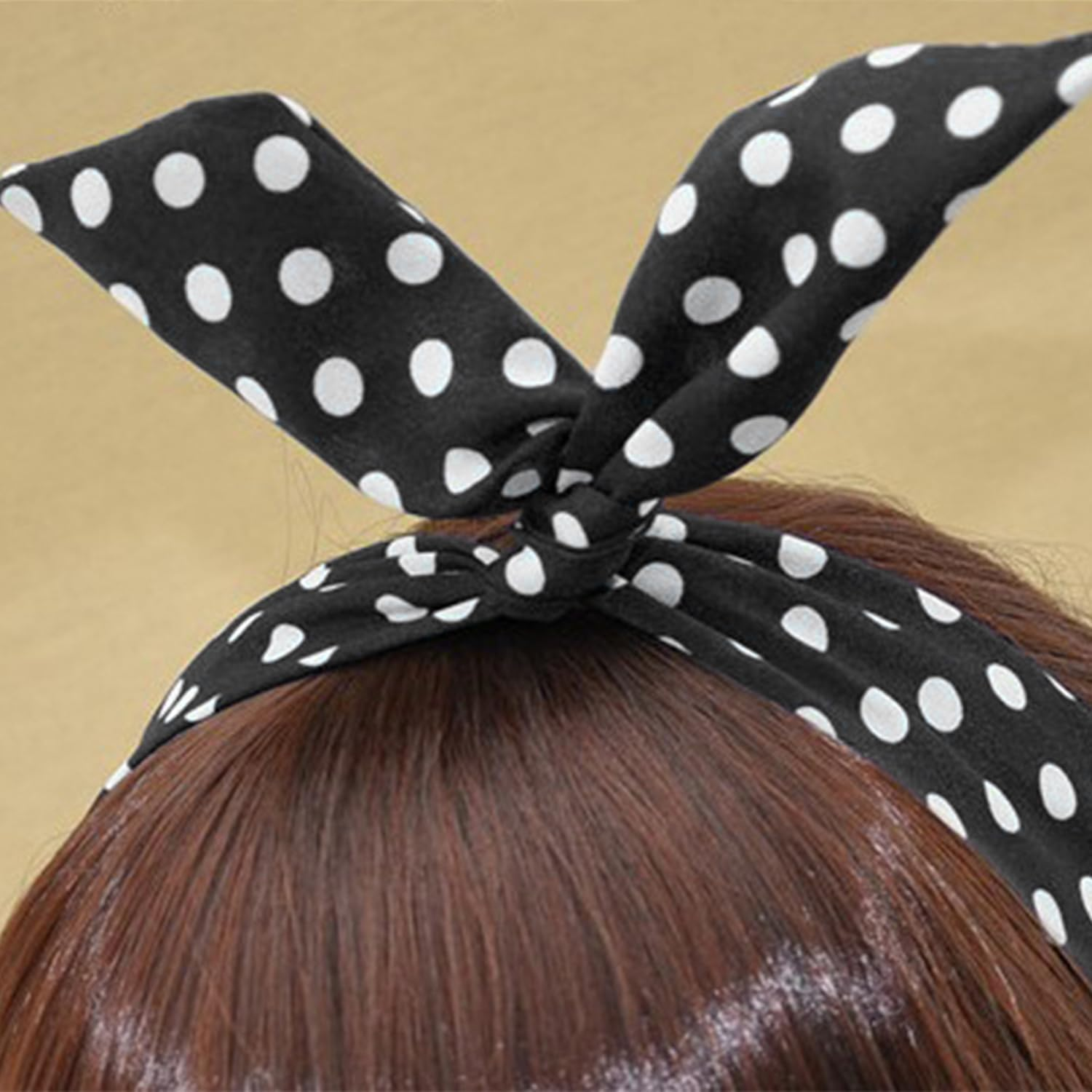 NYGGTYK 2 Pieces Rock 'N' Roll Headbands Polka Dot Headbands Retro Wire Hair Bands Headband Bows Headscarf Hair Accessories 50S 90S Style Women Hair Accessories image number 1