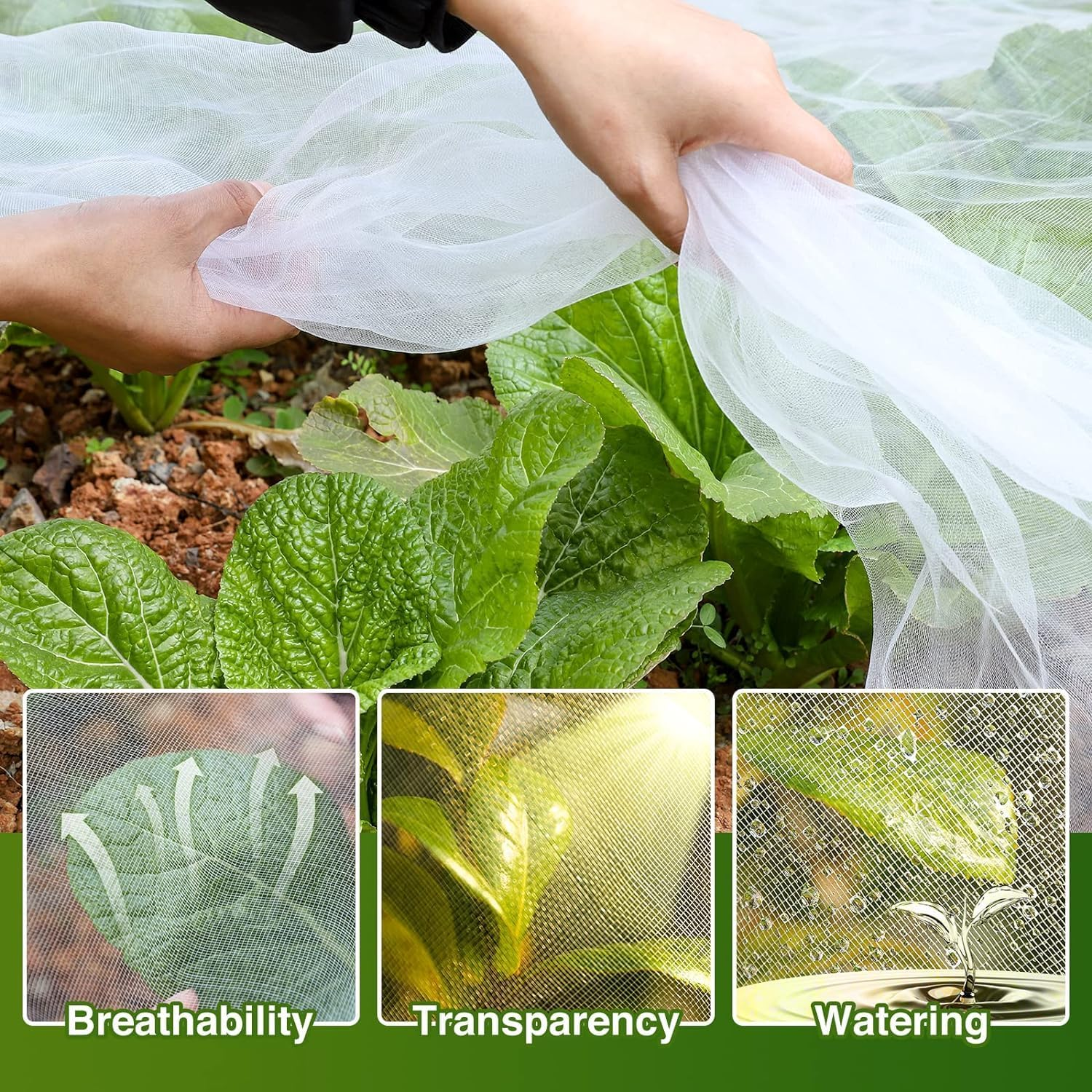 Garden Netting 10X 50Ft,Garden Mesh Barrier,Ultra Fine Protective Mesh,Reusable Plant Cover for Protecting Vegetables, Fruits,Plants Flowers Garden Netting for Raised Beds (Garden Netting) image number 1