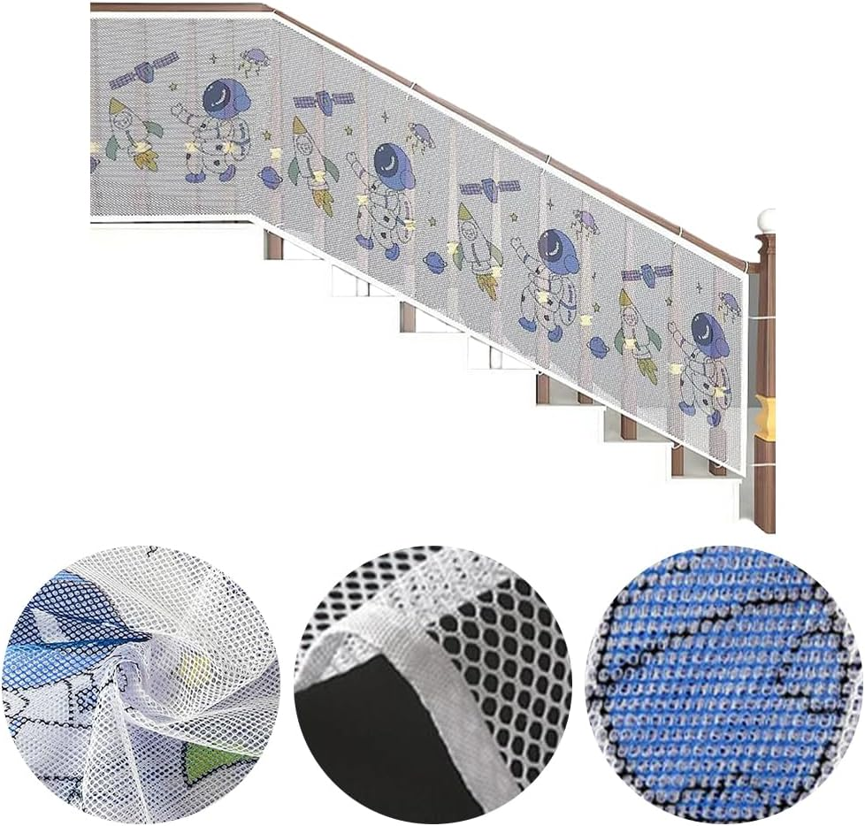 Stair Safety Net for Kids, 300 X 79Cm Cuttable Child Safety Net, Durable and Safe Baby Guard Fence, Thick Polyester Mesh for Balcony, Railing, Indoor Outdoor Protection image number 4
