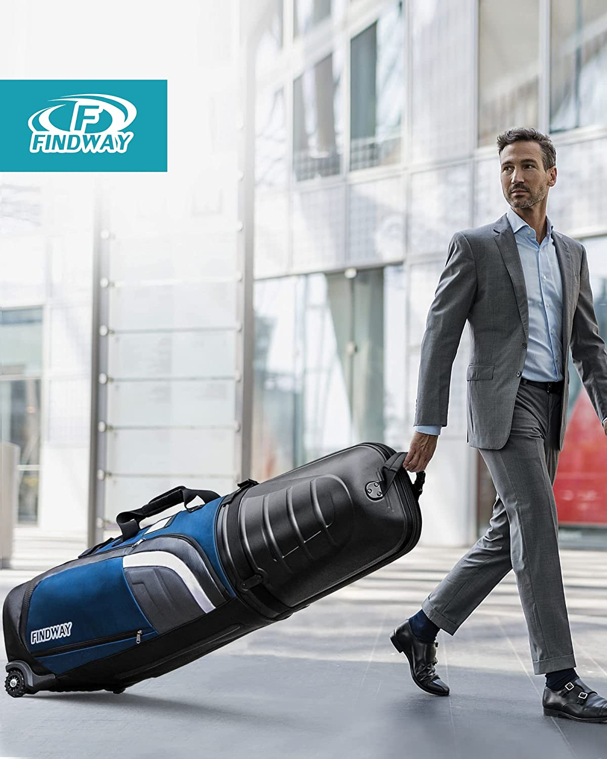 Findway Golf Travel Bags for Airlines with Wheels and ABS Hard Case Top, Protect Your Clubs, Waterproof 1680D Oxford Fabric and Oversize Tank Wheels, Lightweight and Easy to Maneuver image number 2