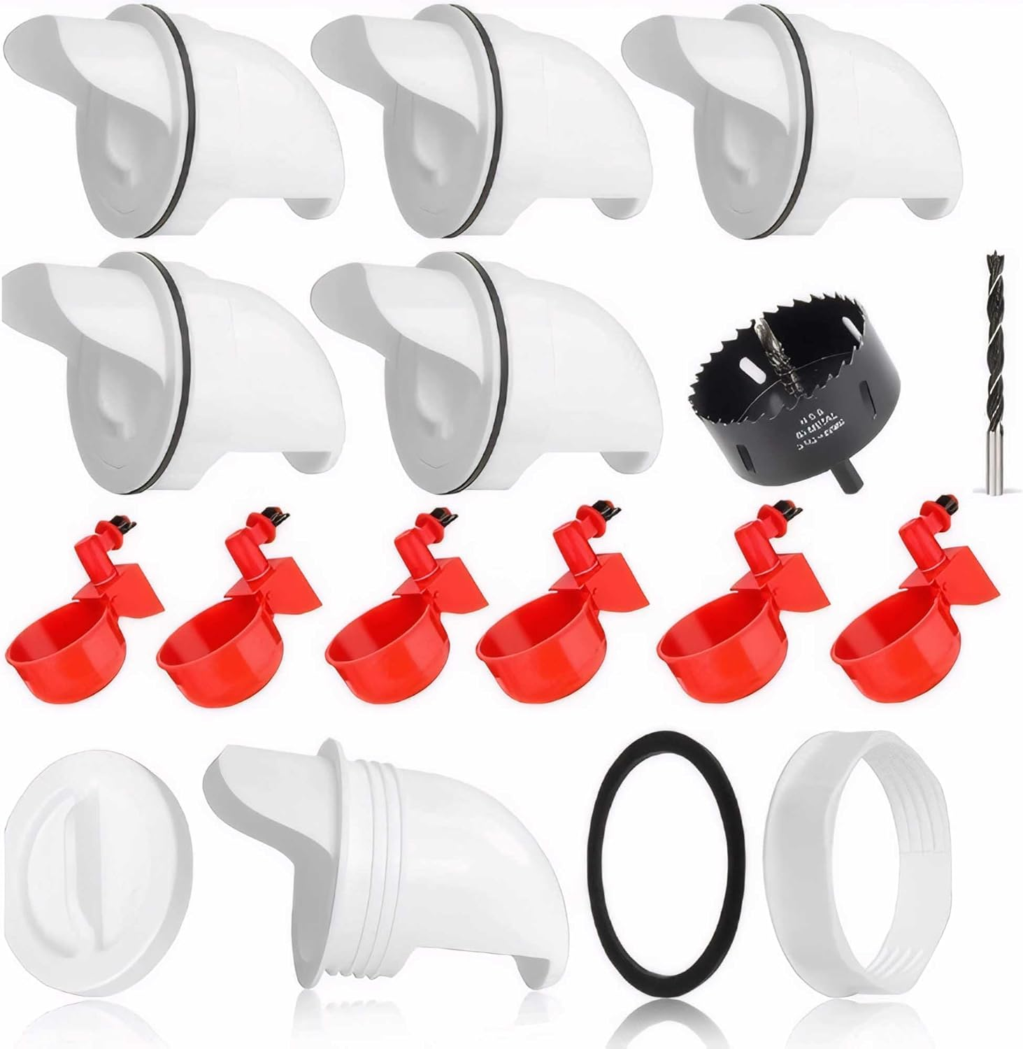 DTOTSFCZF 6 Pcs Chicken Feeder Water Dispenser Coop Accessories Band Hole Saw for Bucket image number 1