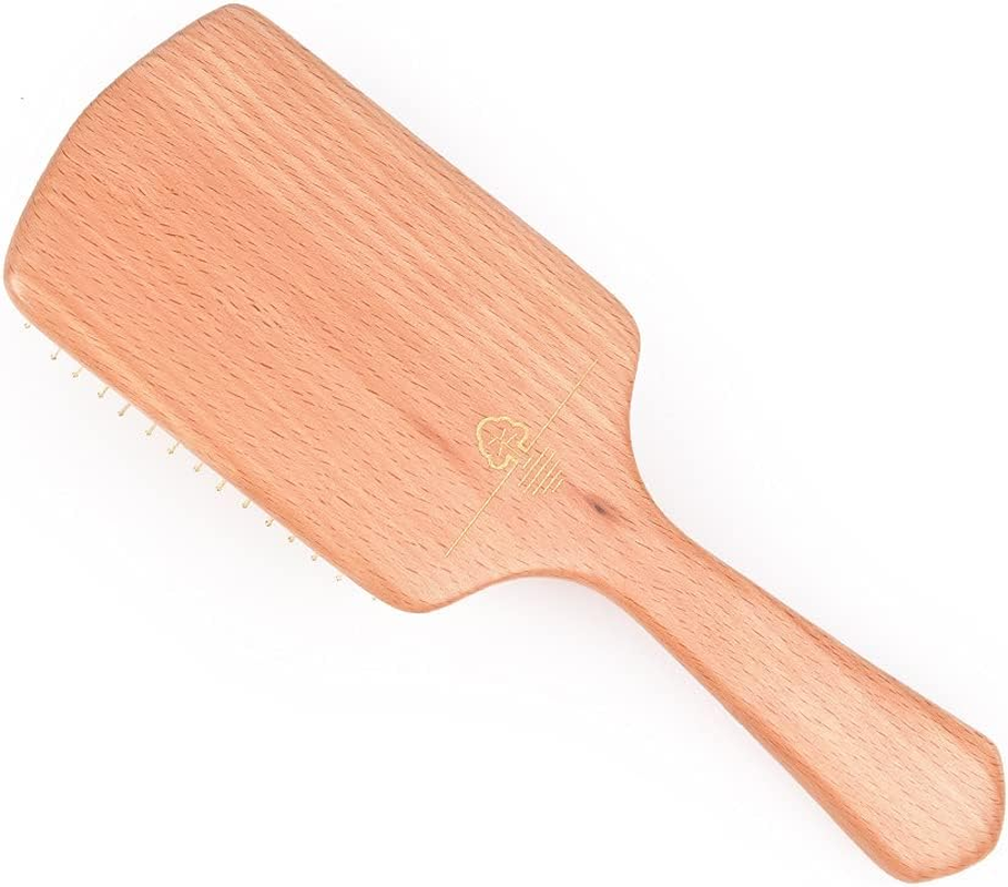 TAN MUJIANG Wood Hair Comb FSC Certified Beach Wood Metal Pin image number 4