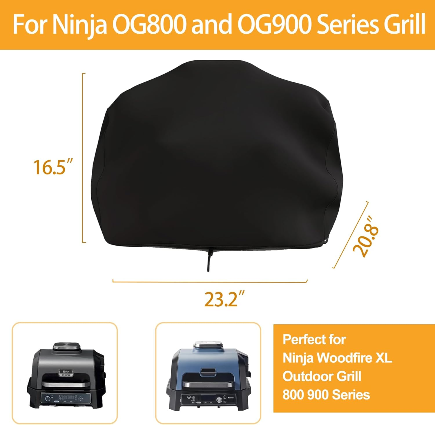 Blackhoso Woodfire Premium Grill Cover Pro for OG800 and OG900 Series, 600D Waterproof UV Resistant Cover, Elastic Drawstring for Snug Fit, Outdoor Barbeque Grill Accessories image number 3