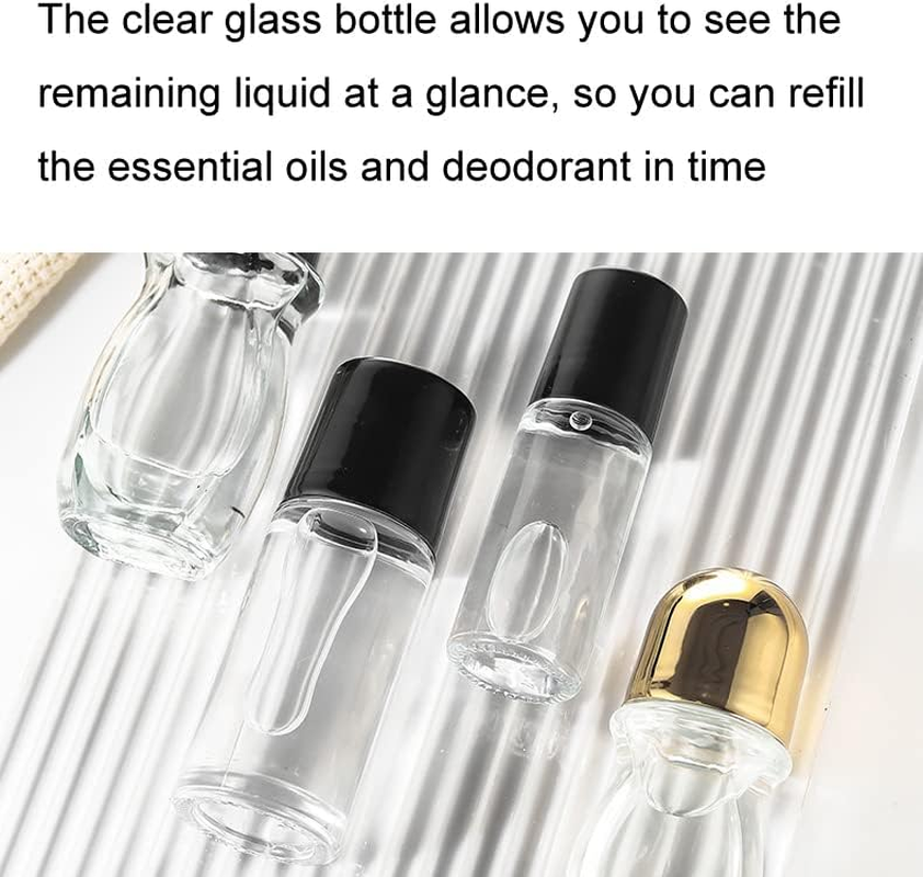 4Pcs 30Ml/1Oz Clear Glass Deodorant Roller Bottle with Plastic Roller Ball & Black Lid Deodorant Bottles Essential Oil Roller Bottles Empty Deodorant Containers for Essential Oils Deodorant image number 4