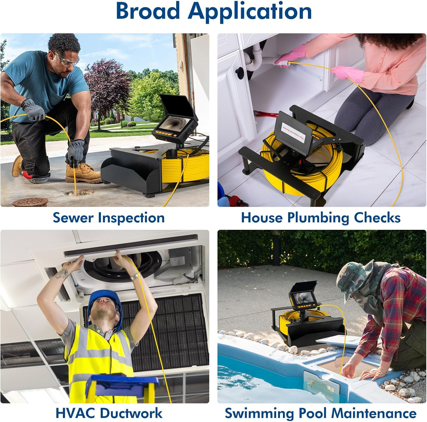 Sewer Inspection Camera,Snake with Light 4.3'' HD 32GB Video Screen Meter Counter,8500Mah HD JQKJCAM 17MM Pipe Plumbing Sewer Drain Camera Waterproof for Plumber Householder Inspector(30M)