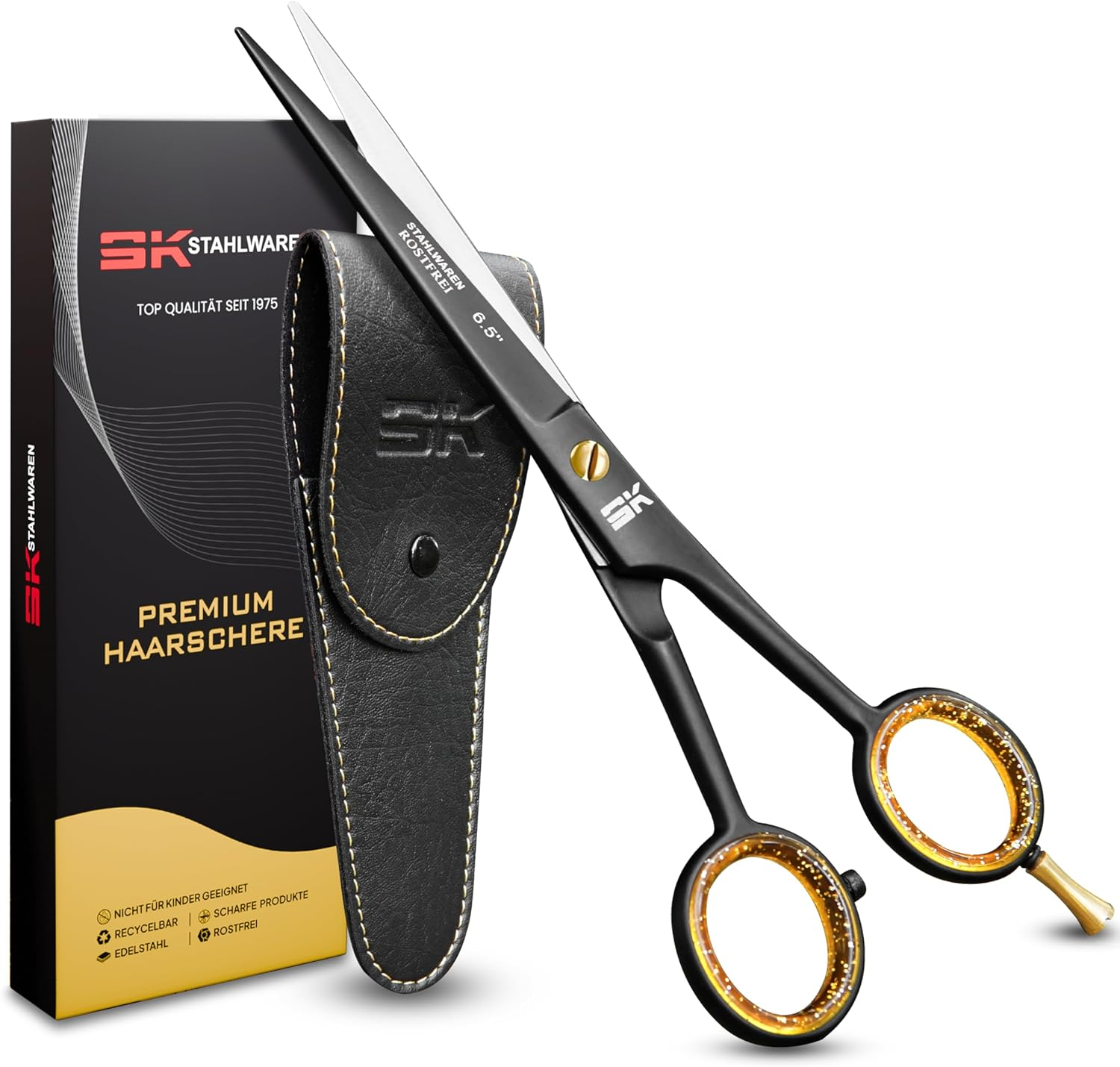 SK STAHLWAREN Hair Scissors 6.5 Inch Premium Rustproof Micro-Toothed Hairdressing Scissors Hair Cutting Scissors for Women, Men and Children for Strong and Fine Hair