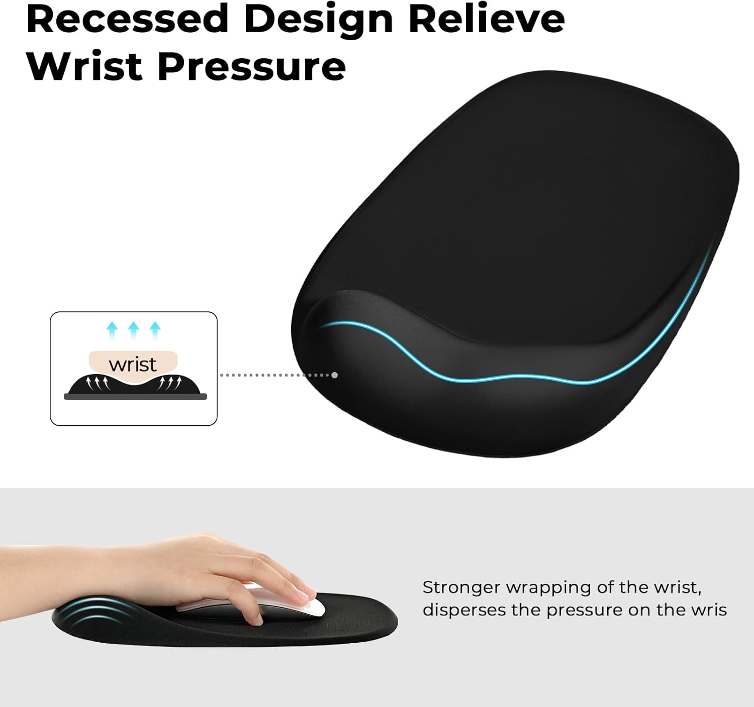 Eoocoo Small Mouse Pad with Wrist Rest, Gel Support Pain Relief Central Groove Design Ergonomic Mousepad for Office & Gaming, Desk Mat with Non-Slip Base, Portable Washable Mouse Pad, Desk Accessories
